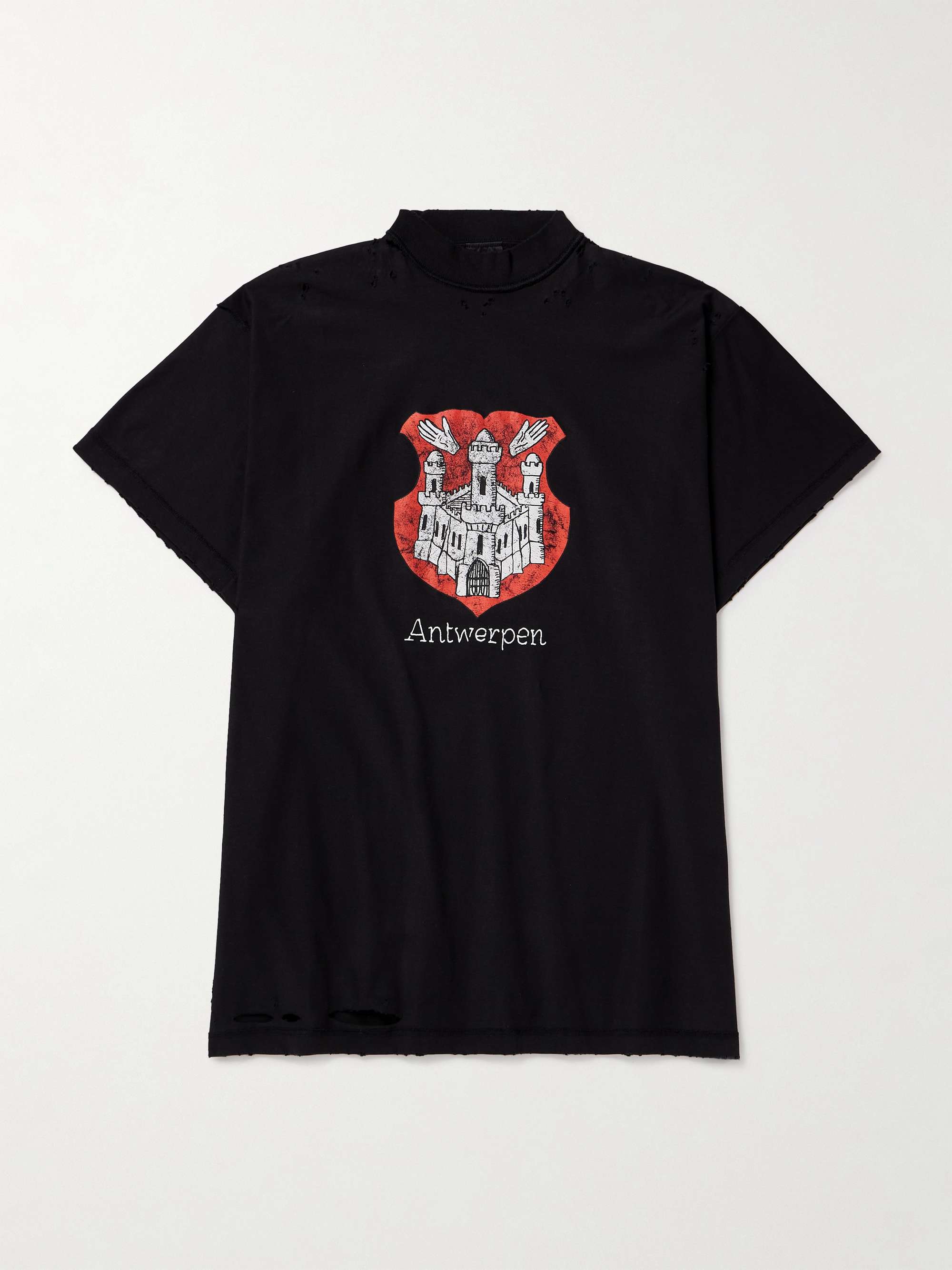 Antwerpen Inside Out Oversized Distressed Printed Cotton-Jersey T-Shirt view