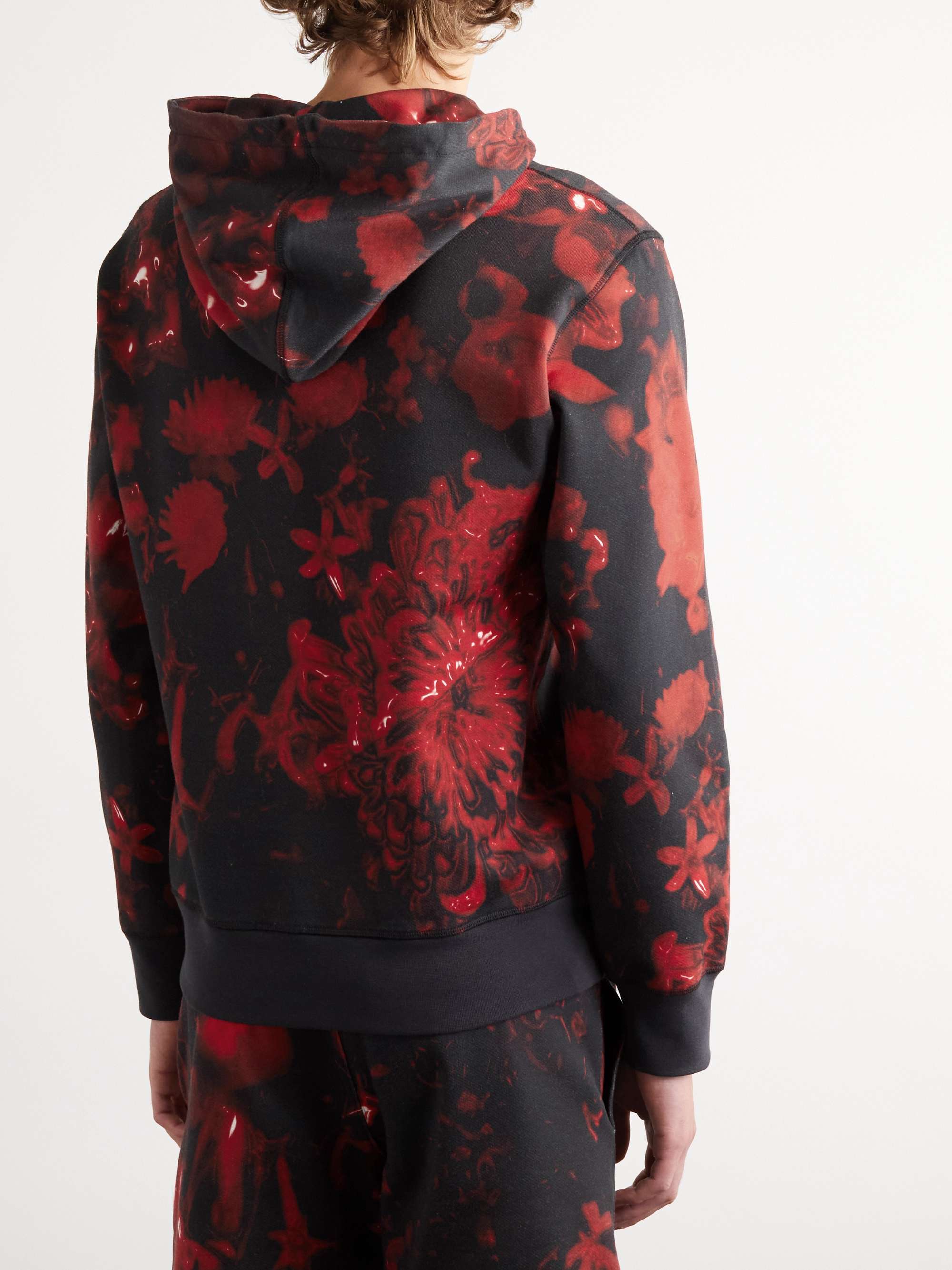 Logo-Embroidered Printed Cotton-Jersey Hoodie view