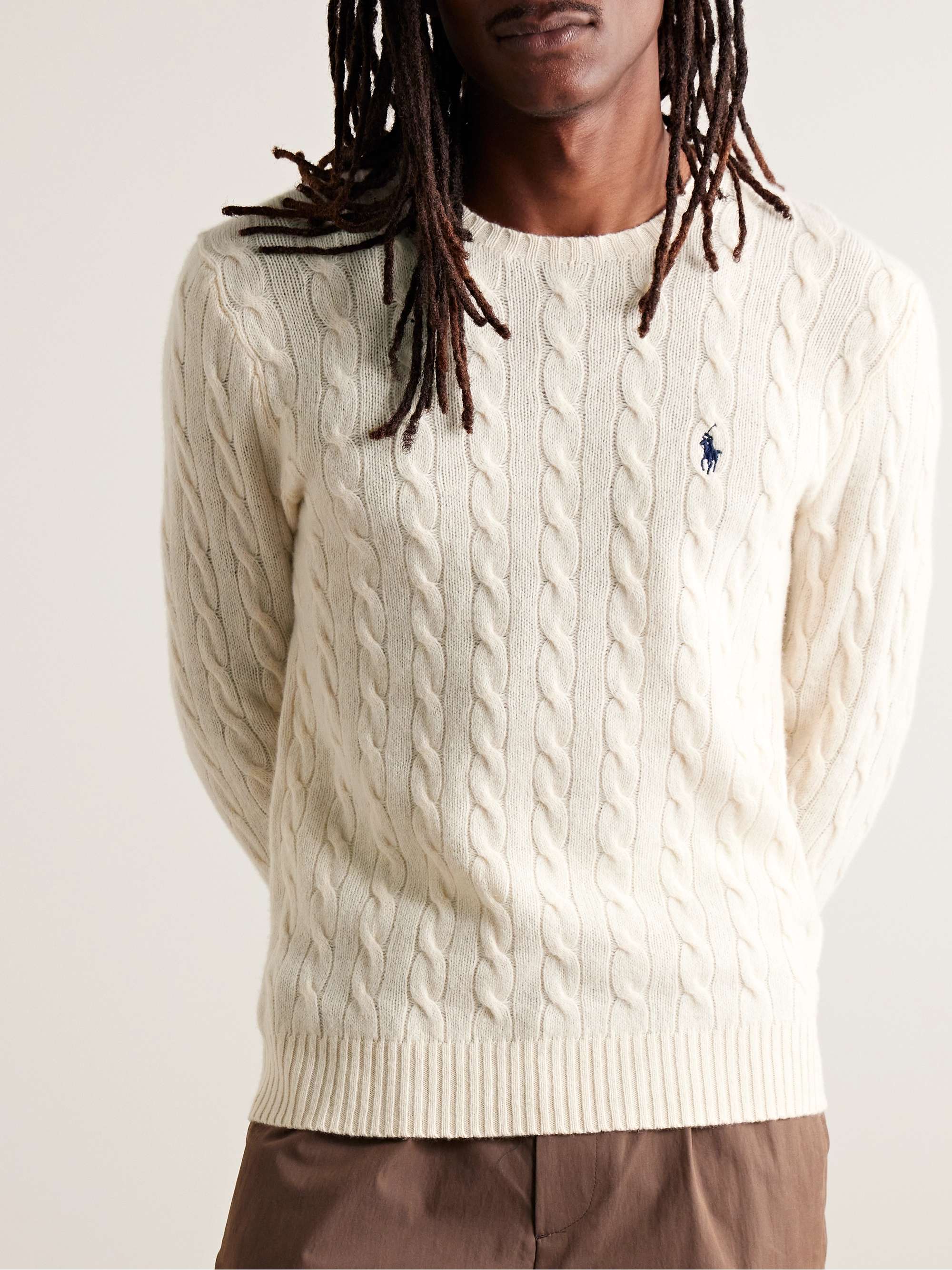 Slim-Fit Cable-Knit Wool and Cashmere-Blend Sweater view