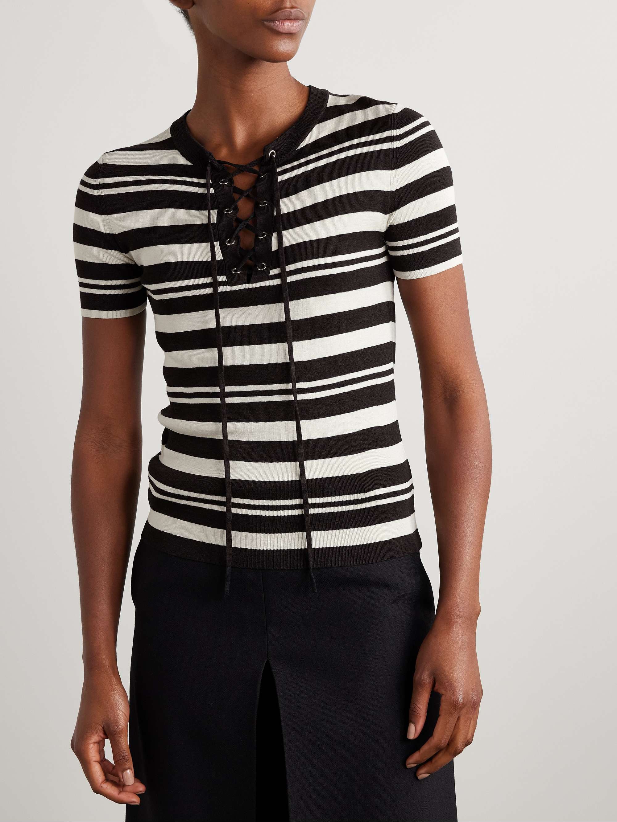 Oaklynn striped silk-jersey top view