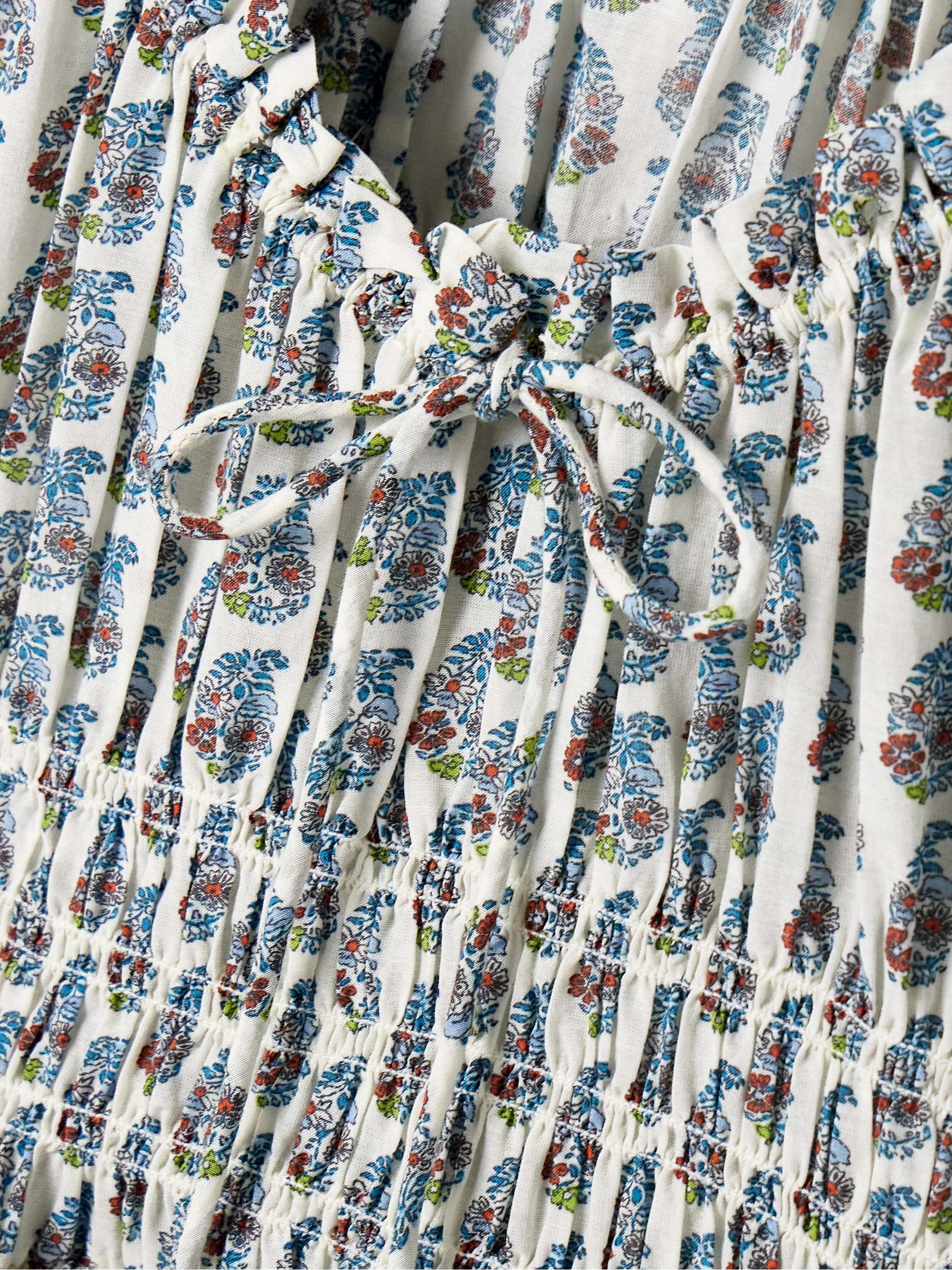 Ischia shirred floral-print organic cotton-blend voile midi dress view