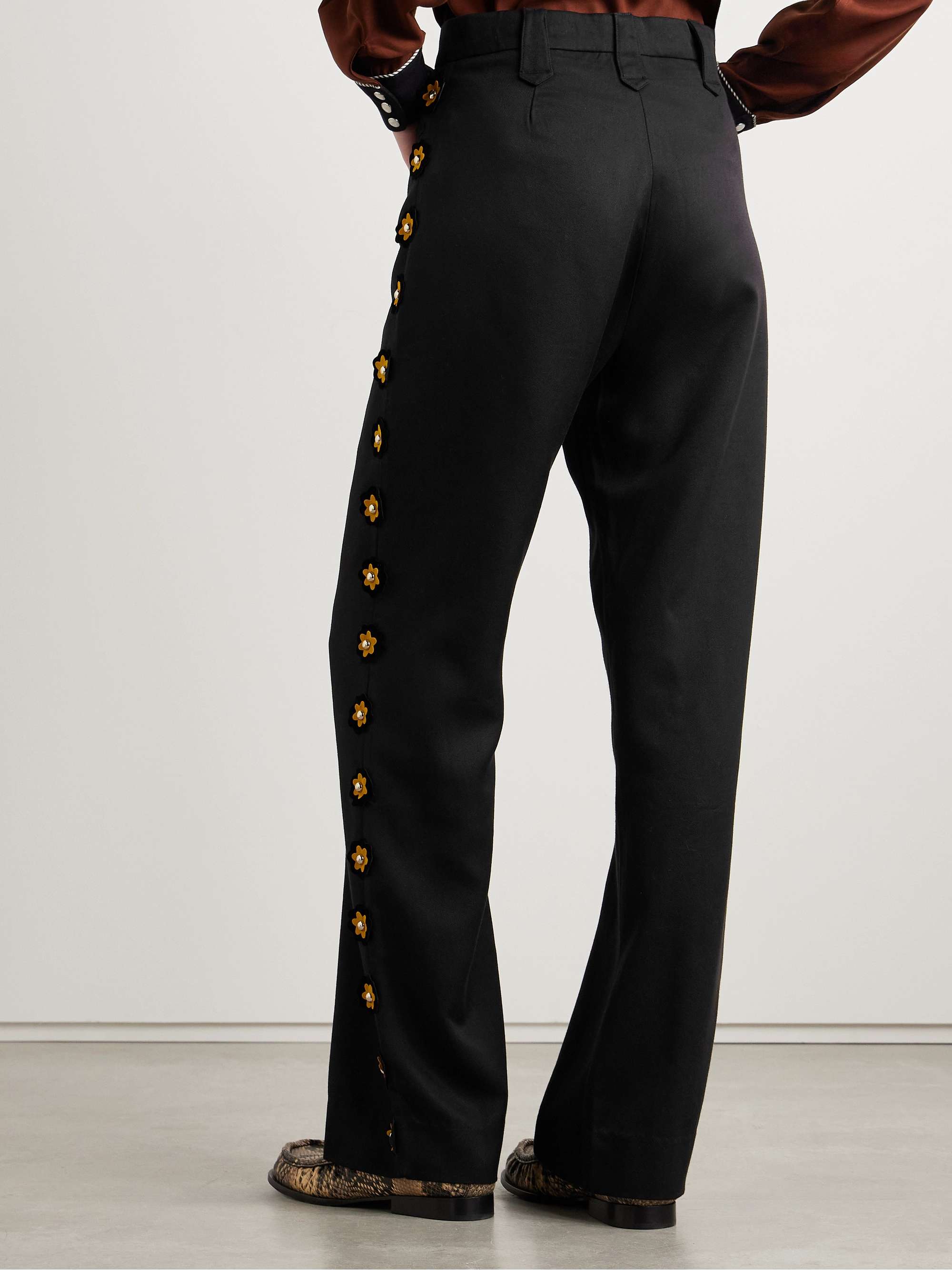 Abilene studded appliquéd twill straight-leg pants view