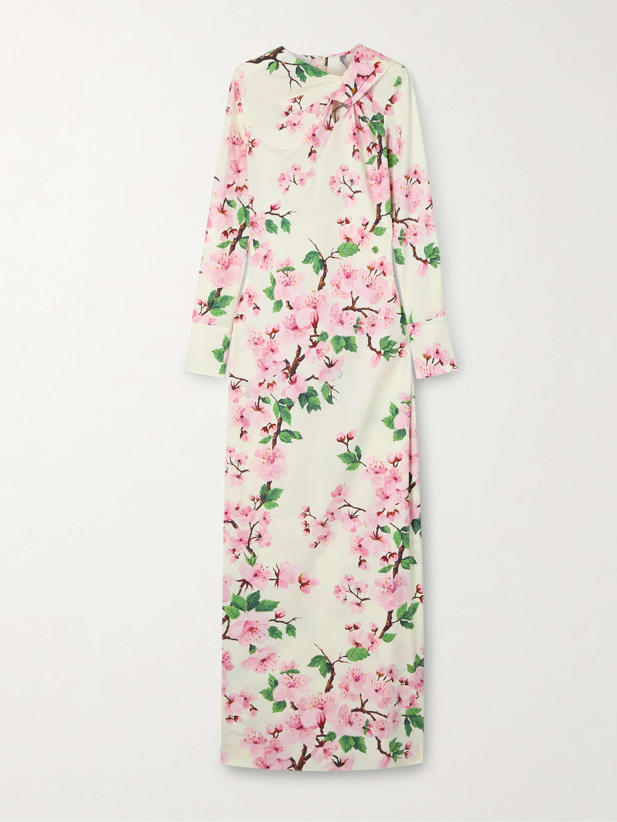 Cutout floral-print stretch-cotton poplin gown view