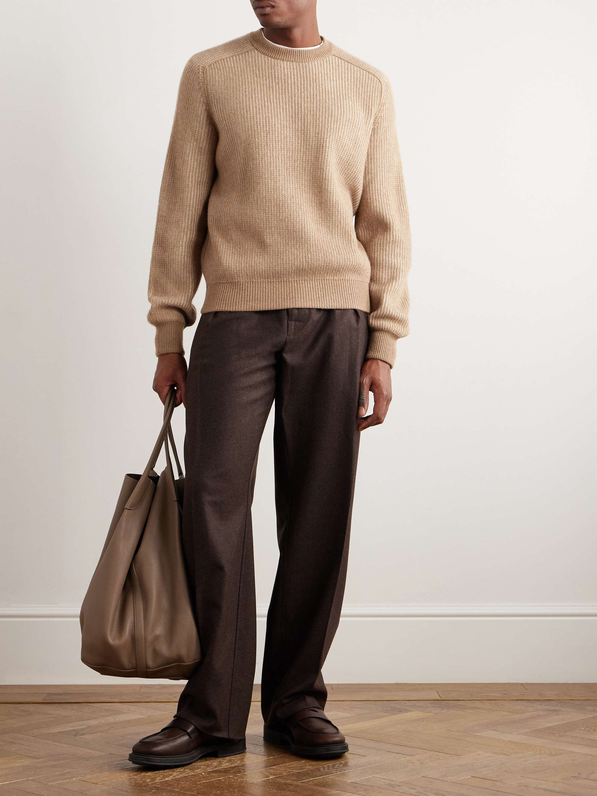 Col D'Olen Waffle-Knit Camel Hair Sweater view