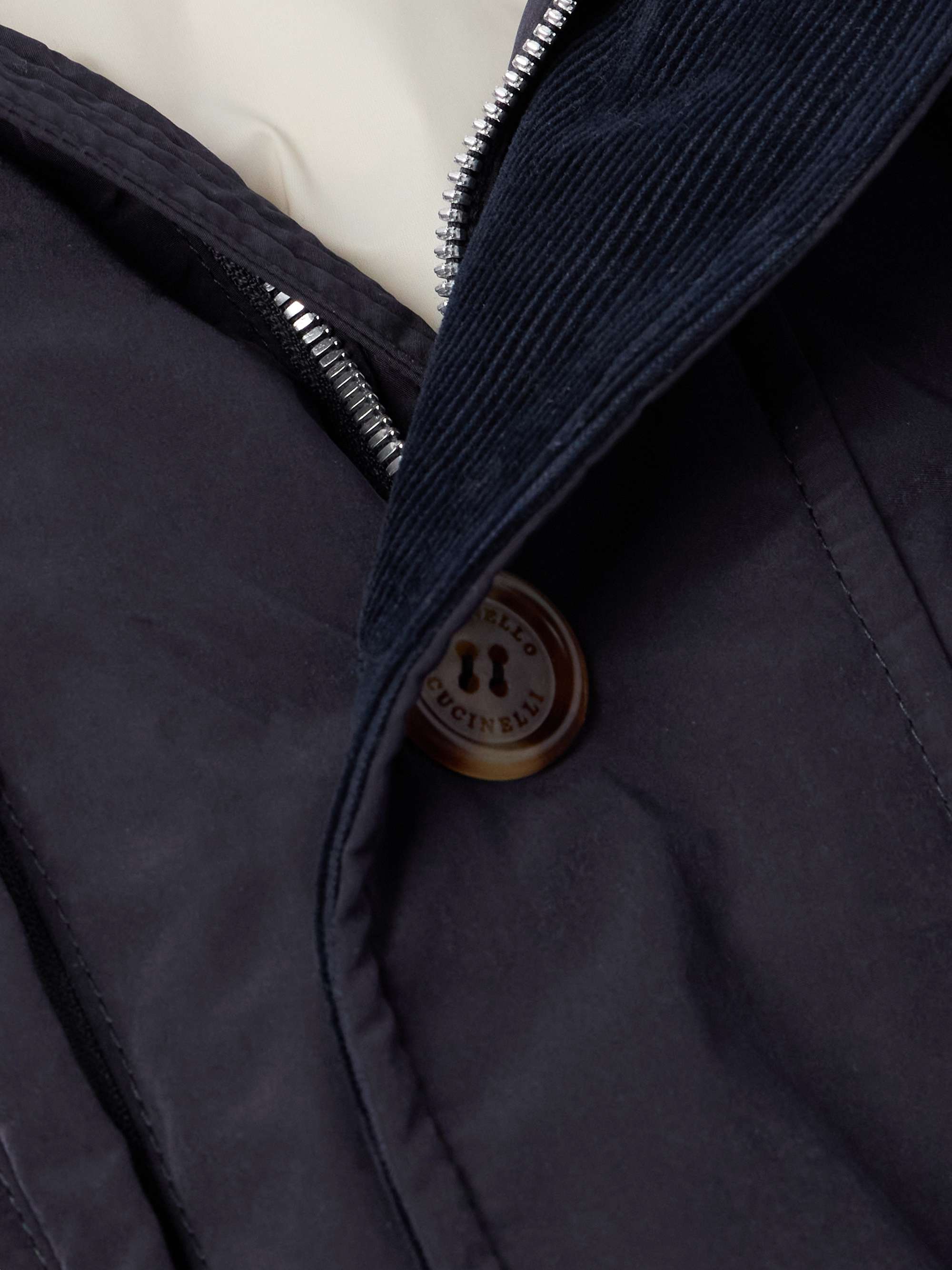 Quilted Brushed Wool-Blend Hooded Down Jacket view