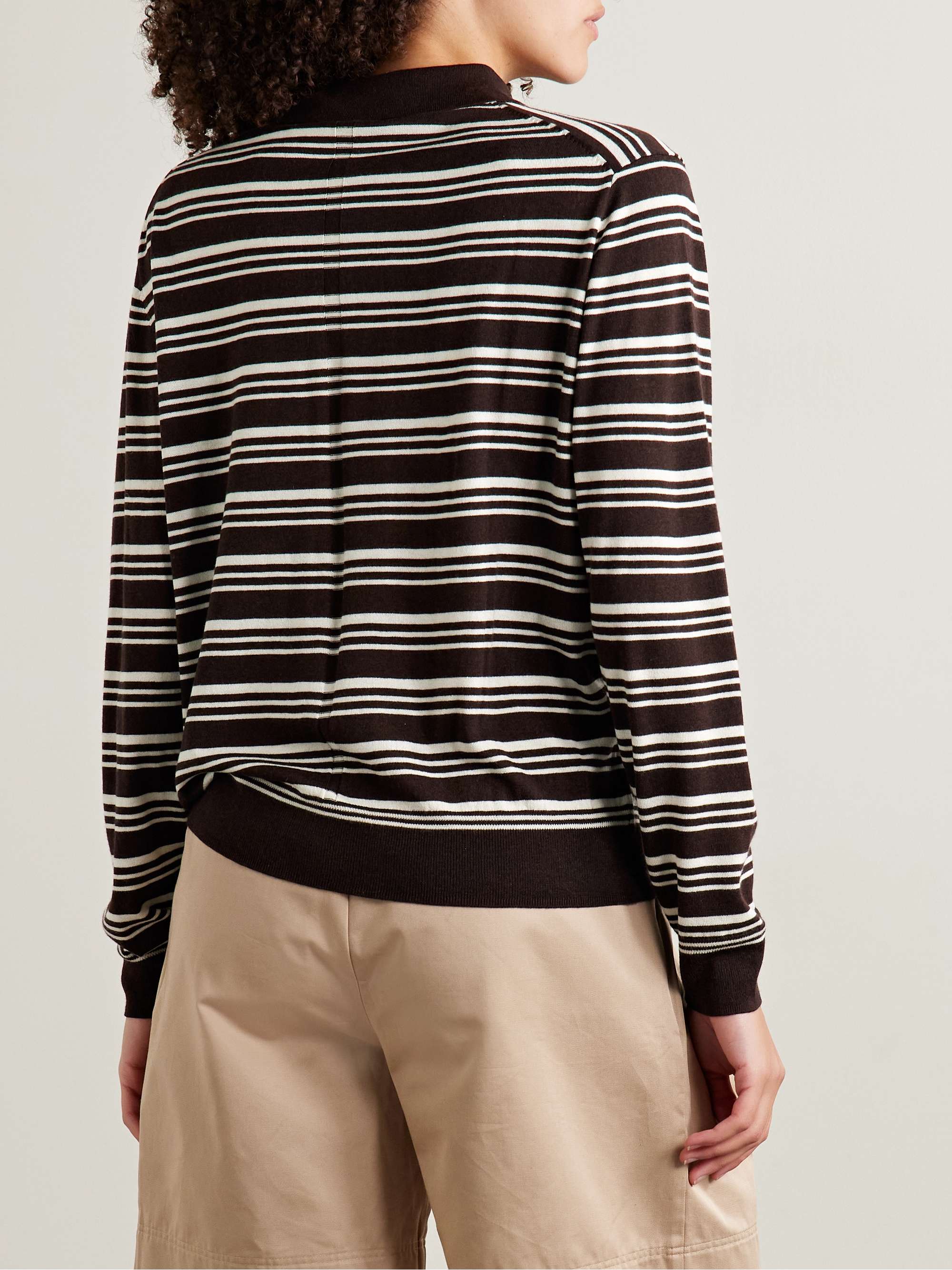 Striped silk, wool and cashmere-blend polo sweater view