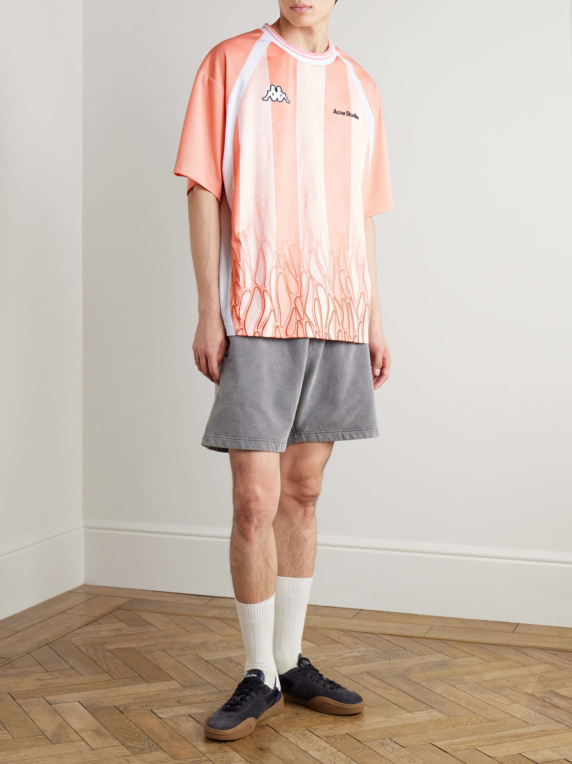 + Kappa Logo-Embroidered Mesh-Panelled Striped Shell T-Shirt view
