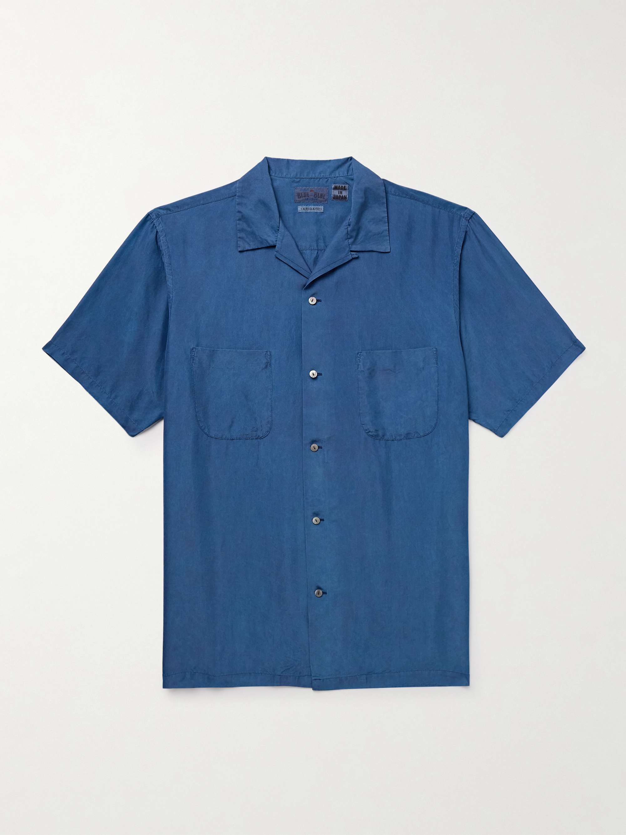 Convertible-Collar Indigo-Dyed Silk-Habotai Shirt view