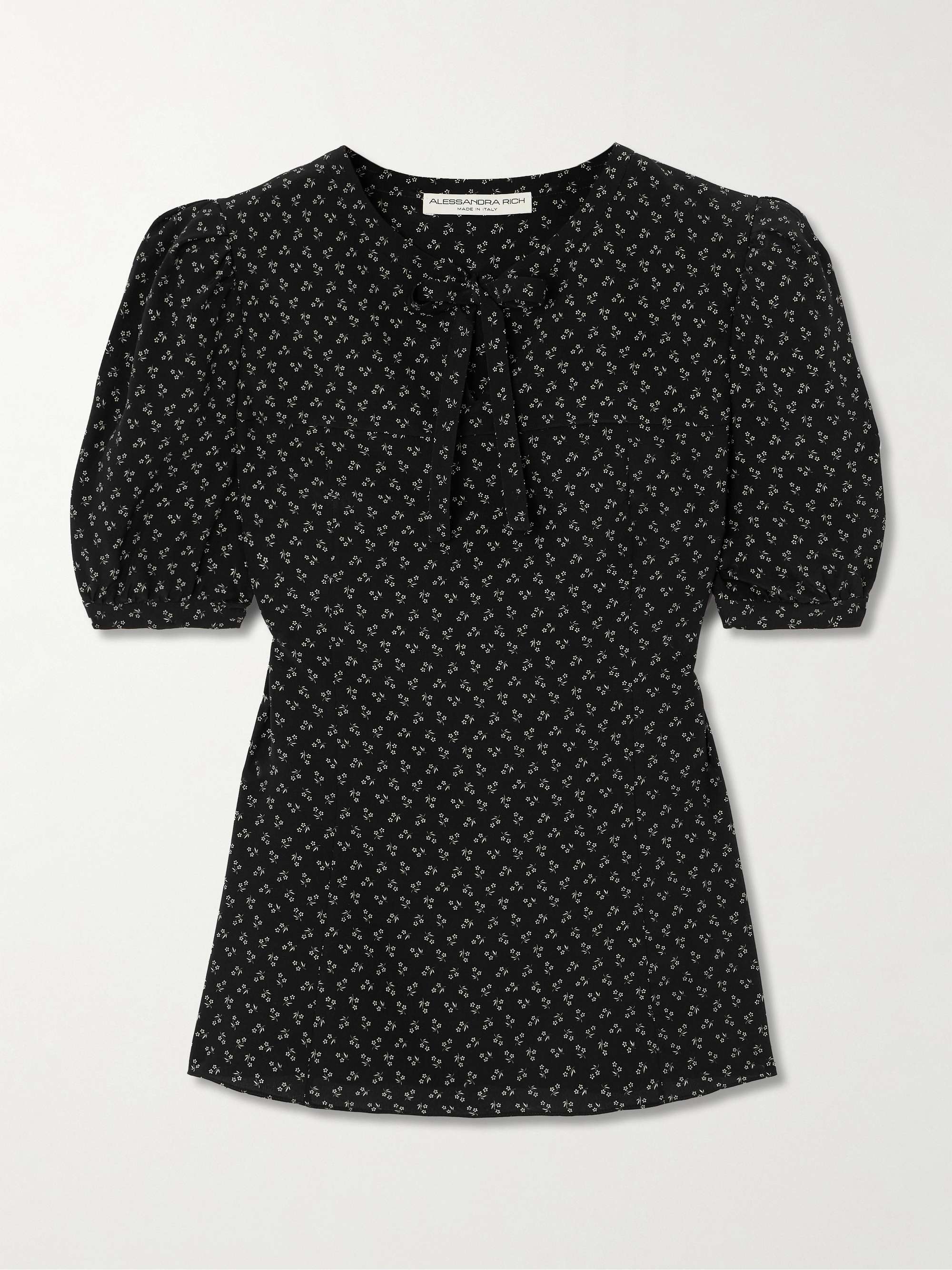 Bow-detailed floral-print silk blouse view