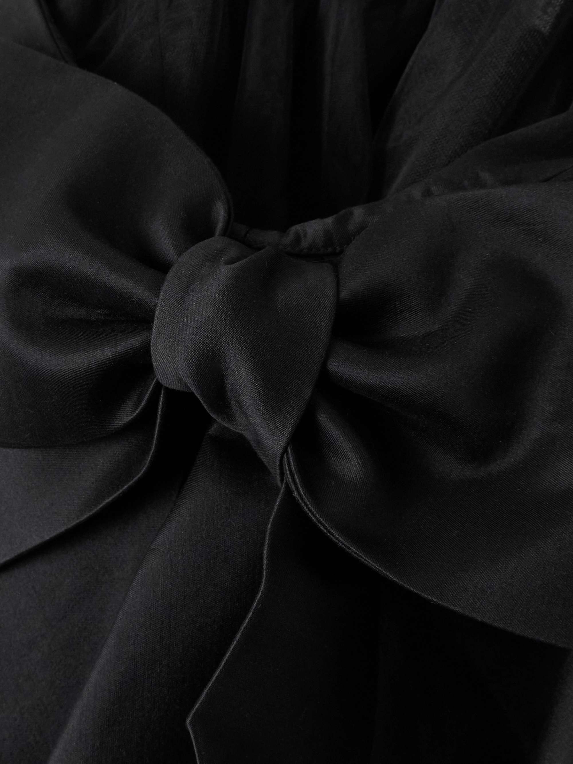 Bow-embellished wool and silk-blend twill midi skirt view