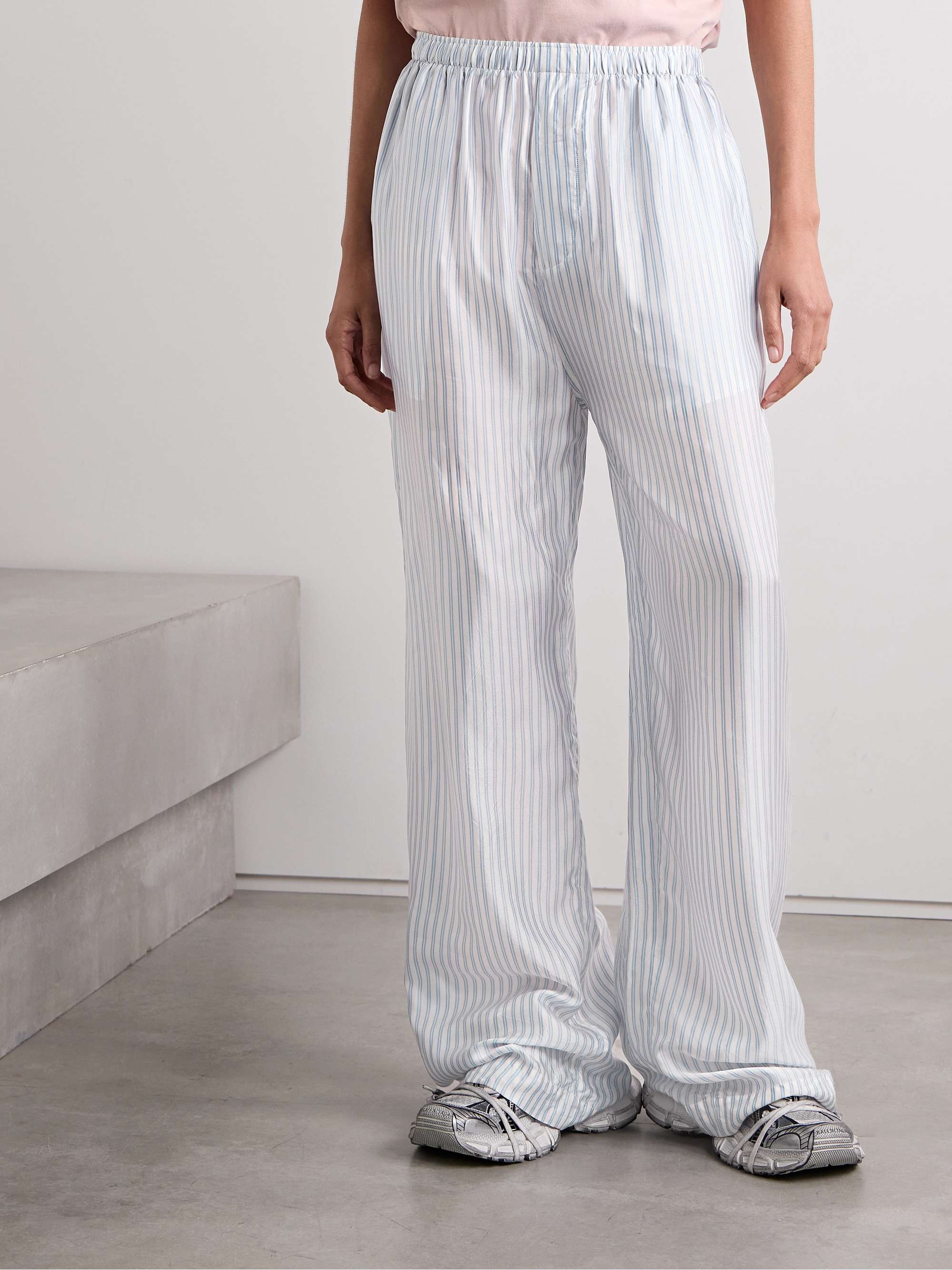 Striped satin-twill pajama pants view