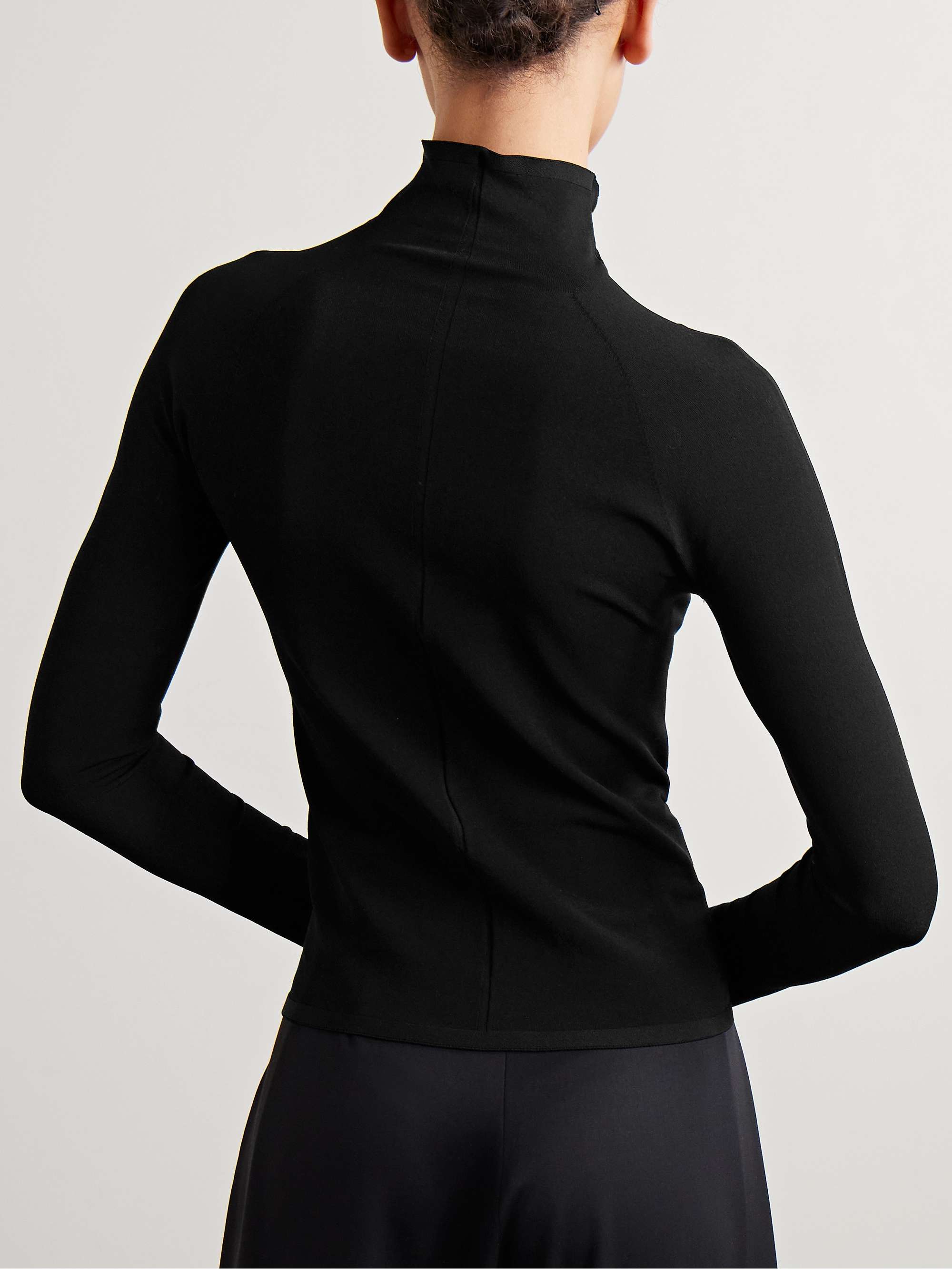 Patti stretch-jersey turtleneck top view
