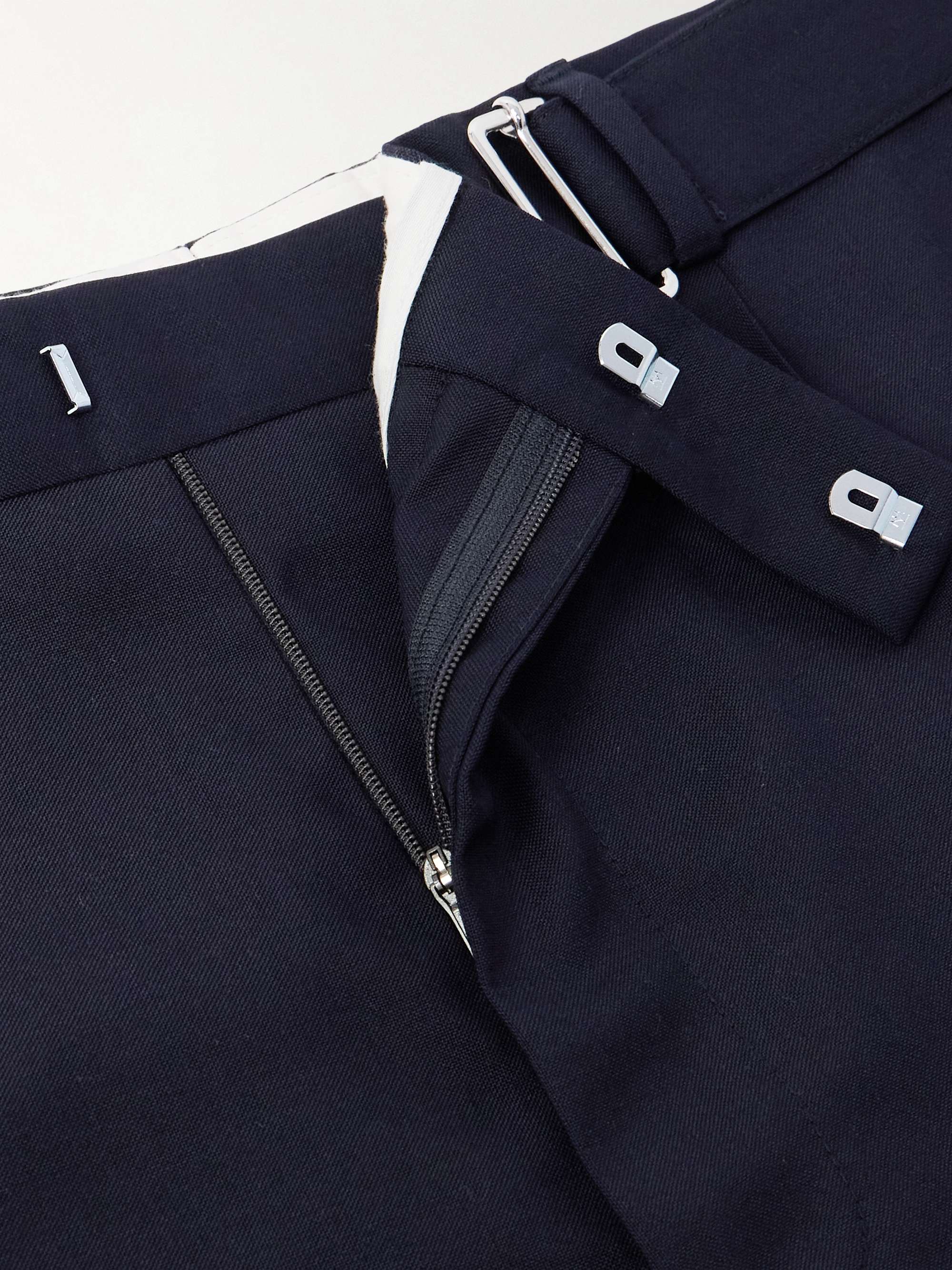 Hugo Straight-Leg Belted Virgin Wool Suit Trousers view