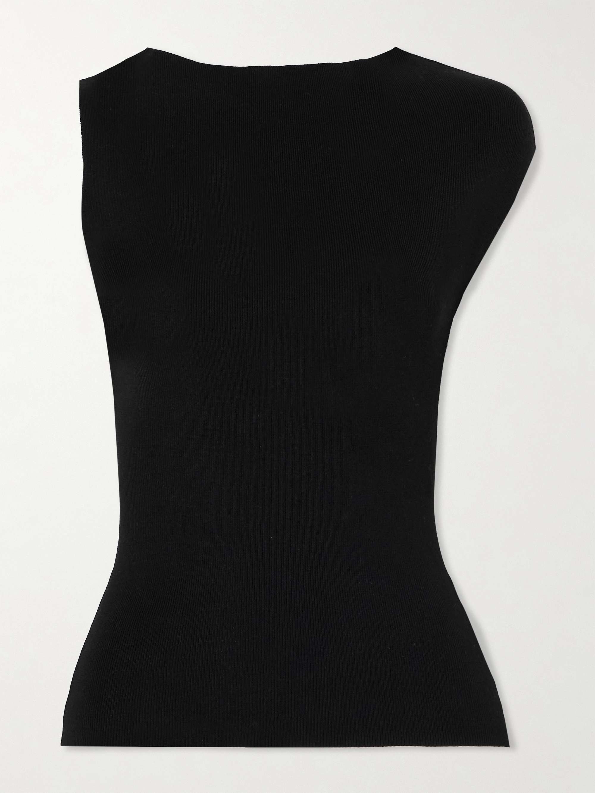 Asymmetric ribbed-knit top view