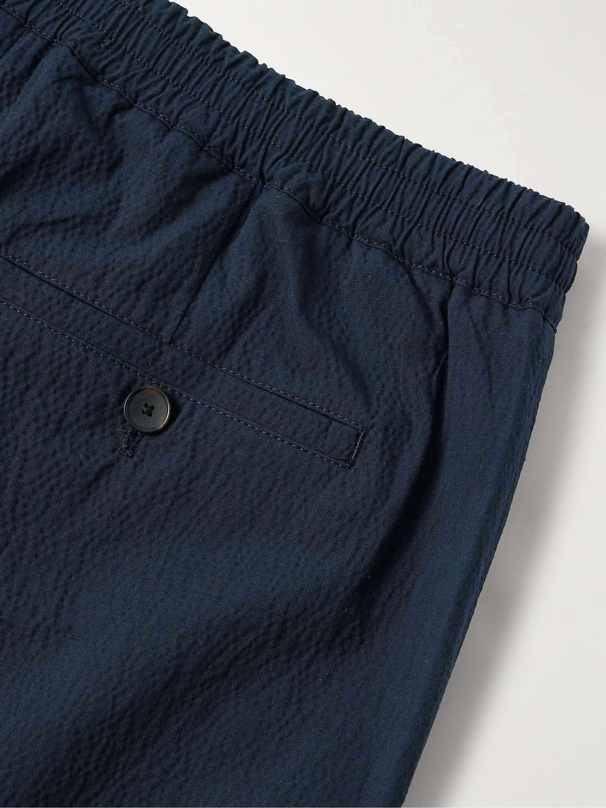 Straight-Leg Cotton-Blend Seersucker Shorts view
