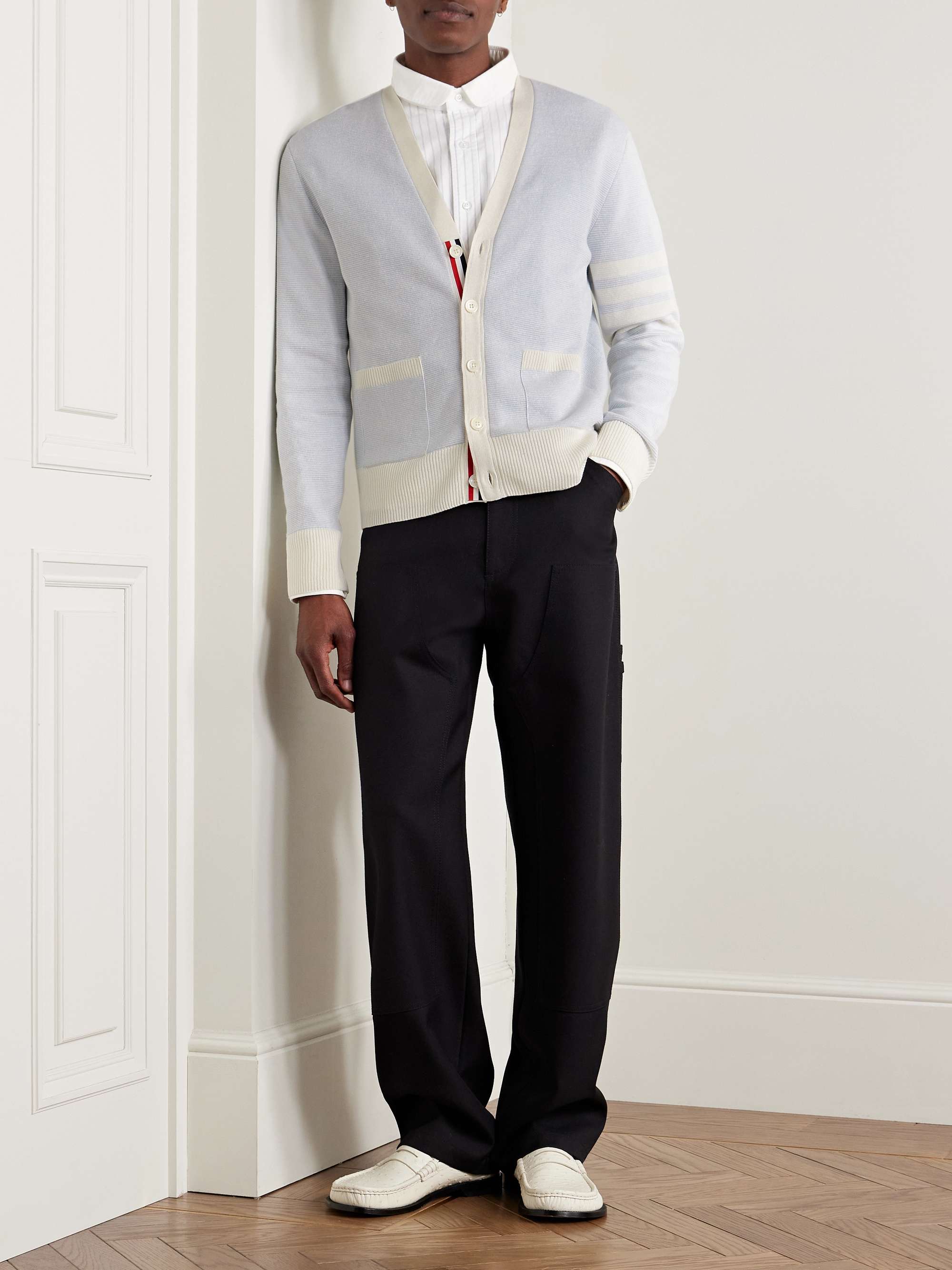 Slim-Fit Striped Linen and Cotton-Blend Cardigan view