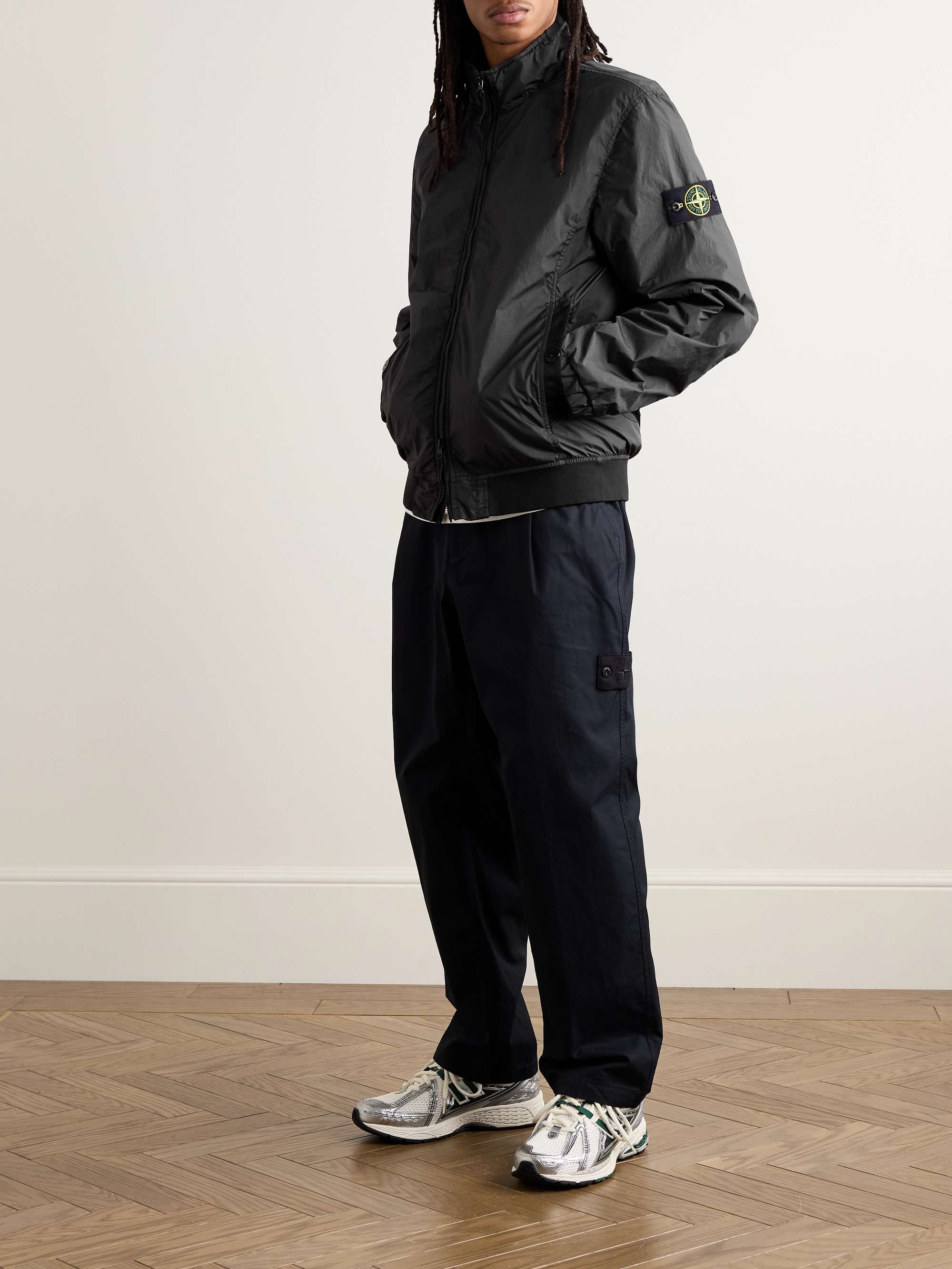 Logo-Appliquéd Garment-Dyed Crinkle Reps Nylon Bomber Jacket view