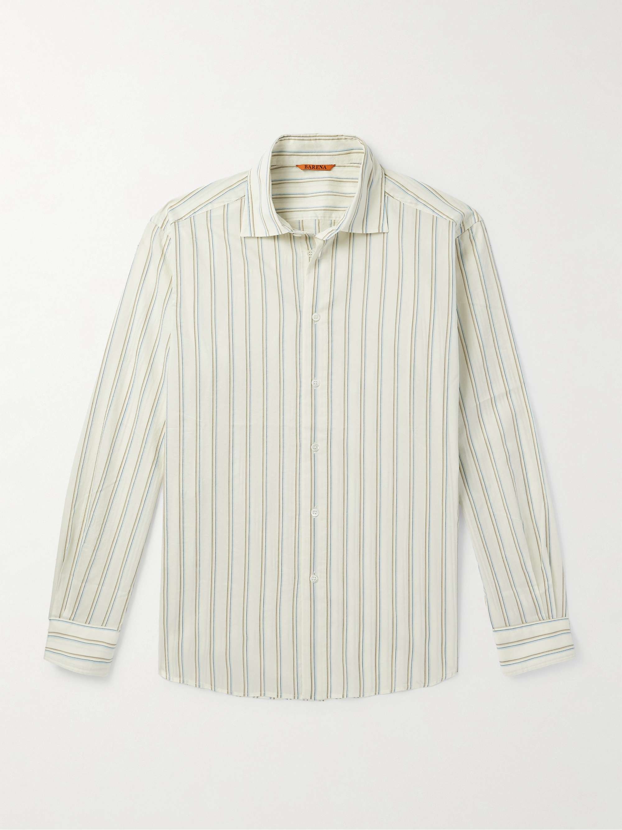 Surian Striped Cotton and Silk-Blend Poplin Shirt view
