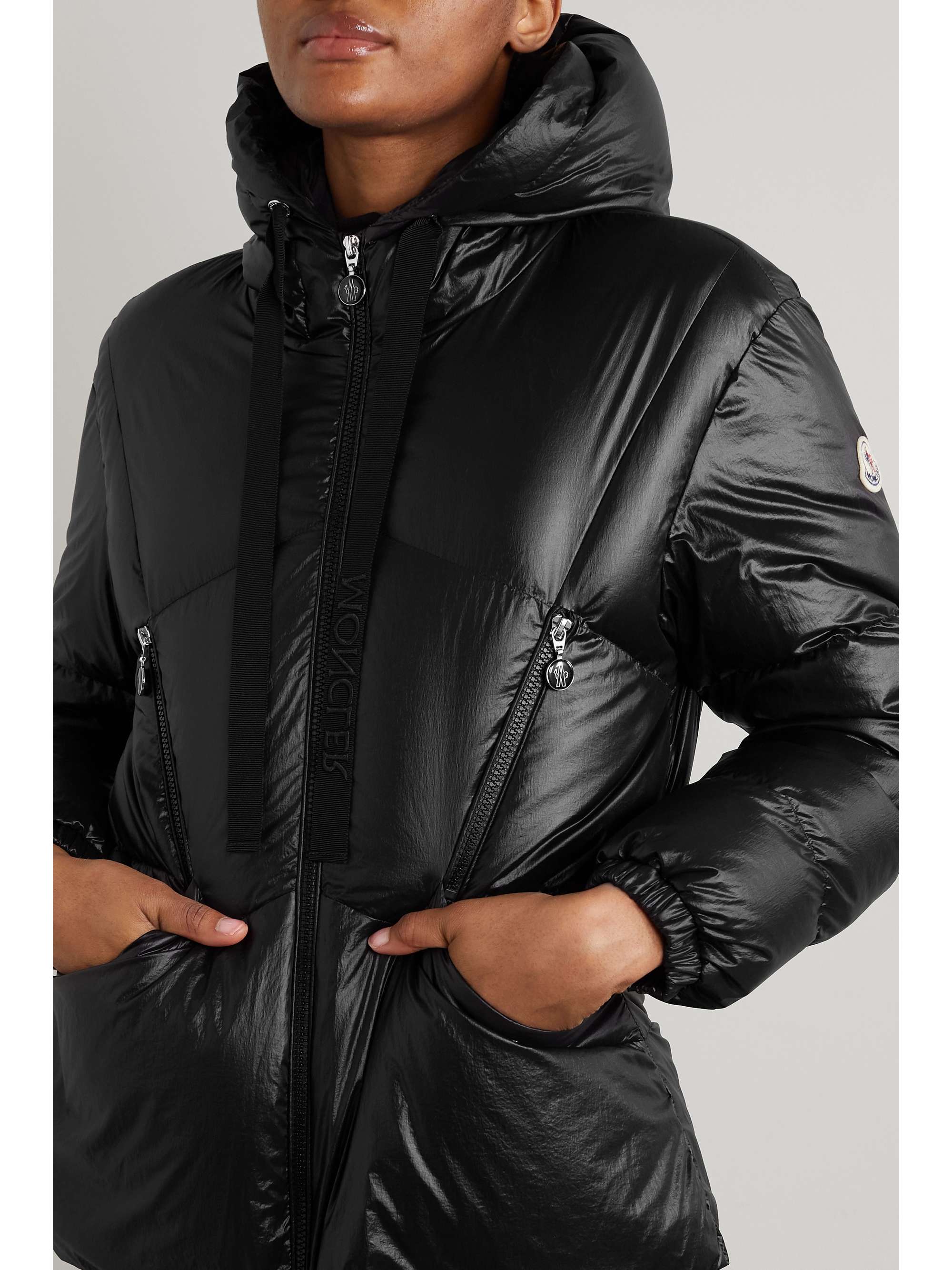 Seine hooded quilted padded glossed-shell down jacket view