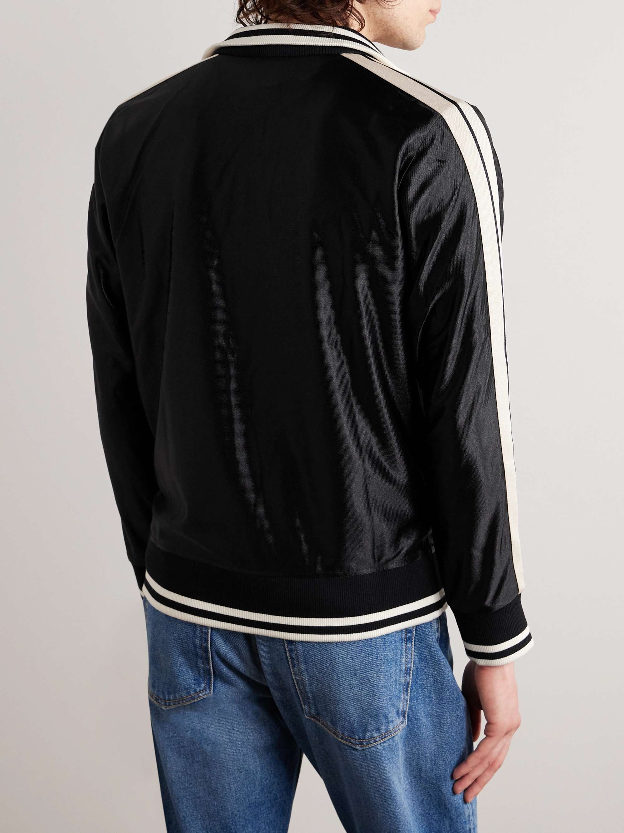 + 8 Palm Angels Logo-Appliquéd Striped Satin-Jersey Track Jacket view