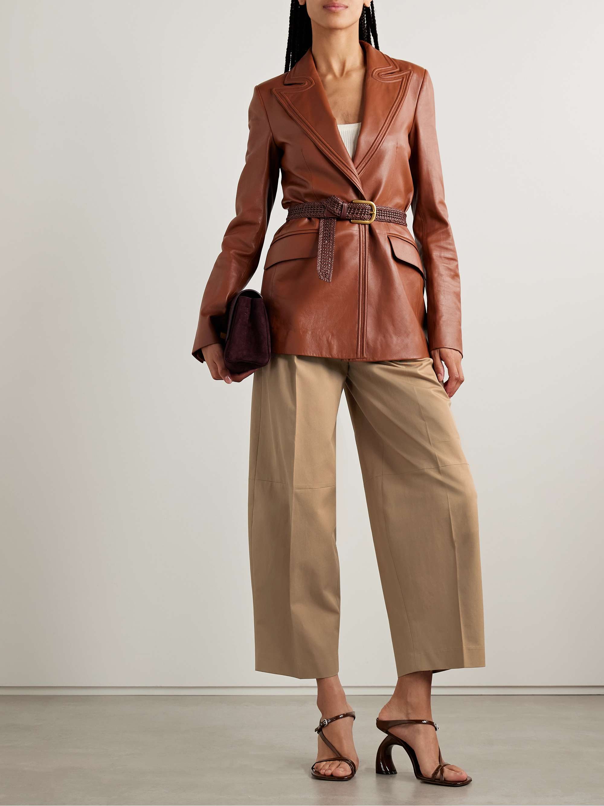 Dash pleated cotton-twill barrel-leg pants view
