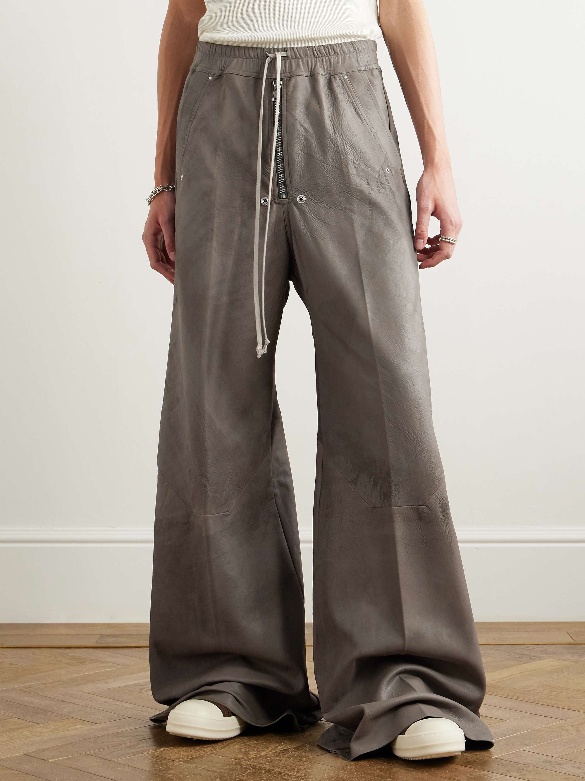 Bella Wide-Leg Leather Drawstring Trousers view