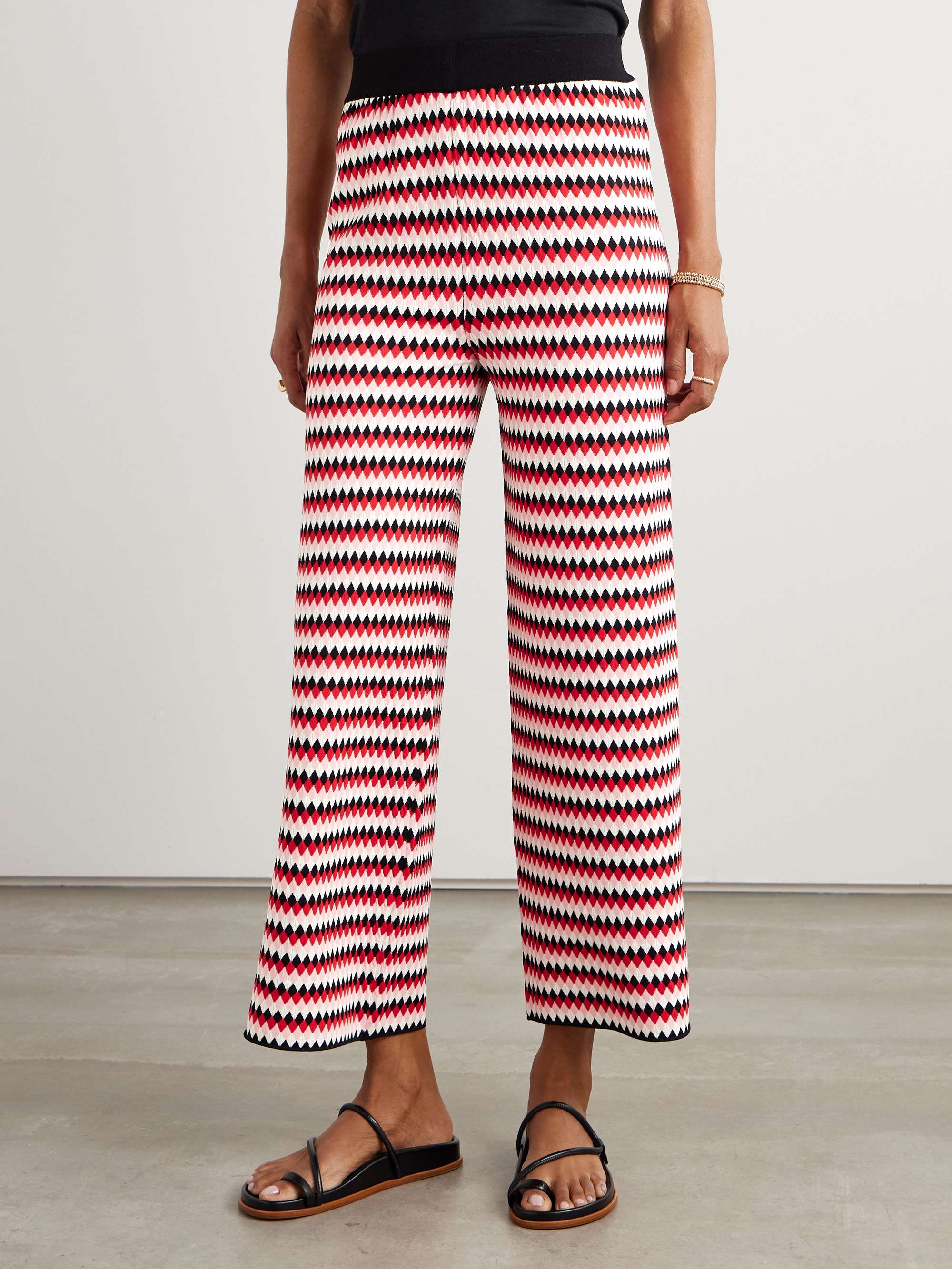 Cropped wide-leg jacquard-knit pants view