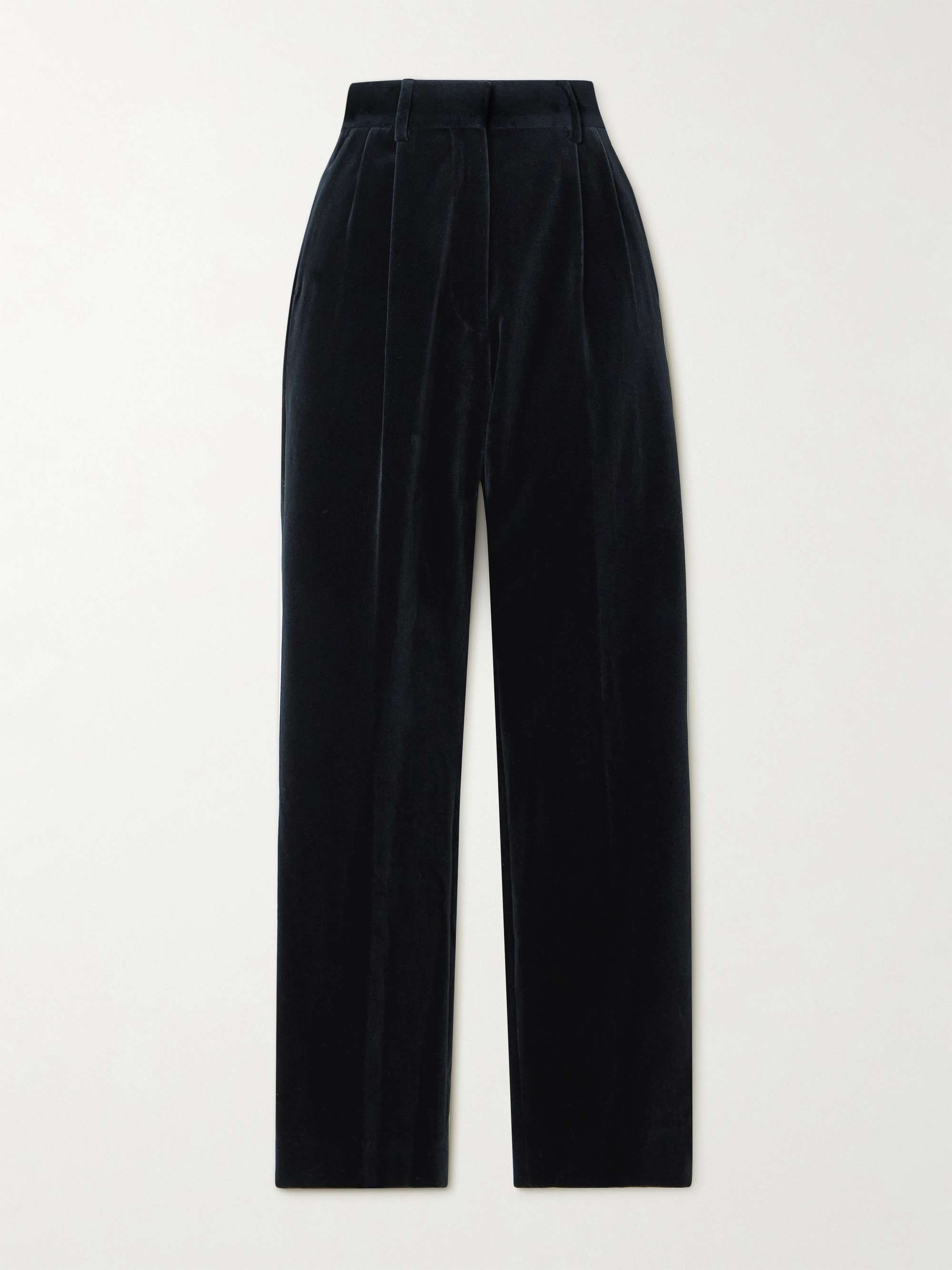 Fox pleated cotton-velvet straight-leg pants view