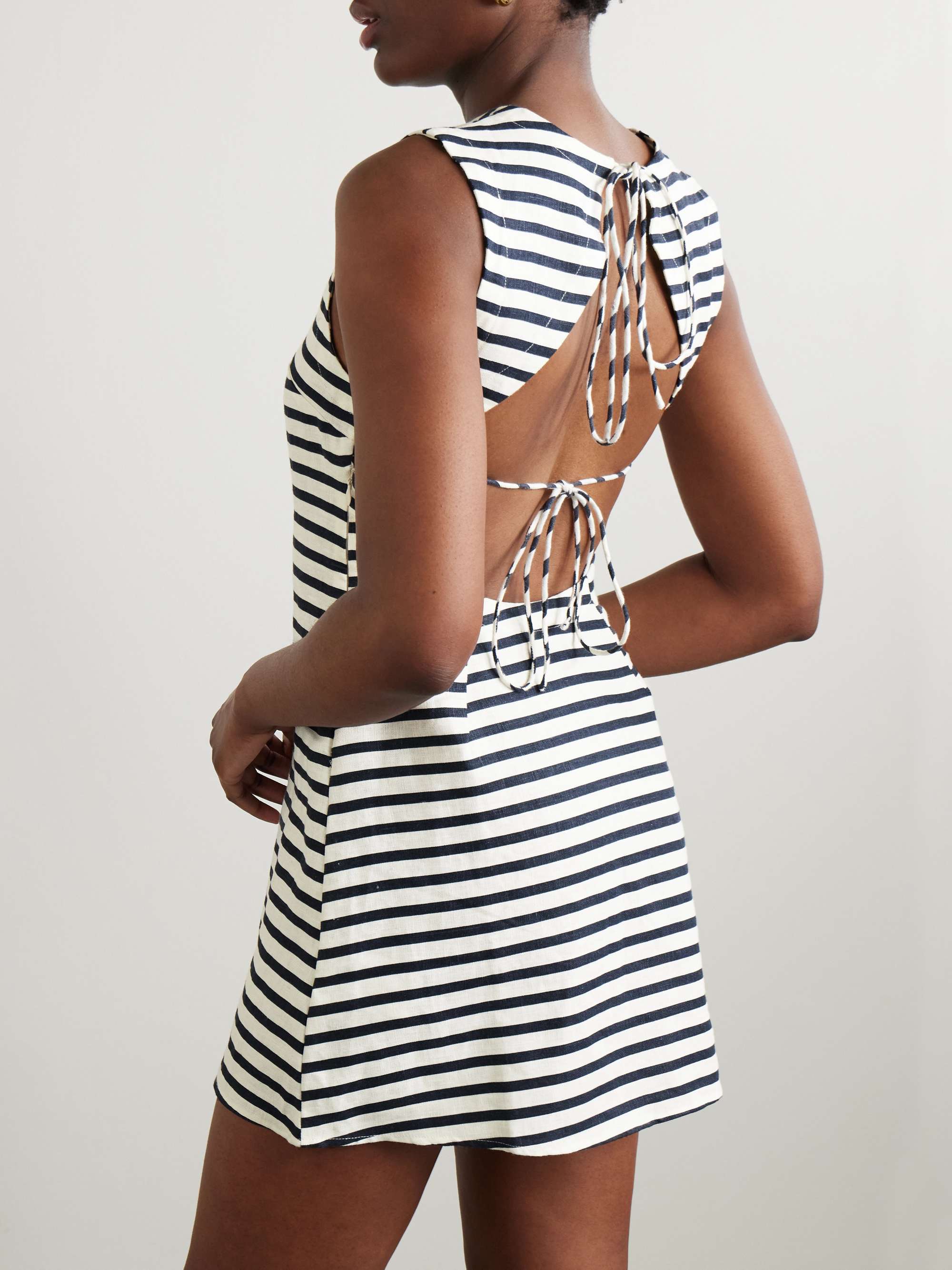 Julia open-back striped linen mini dress view