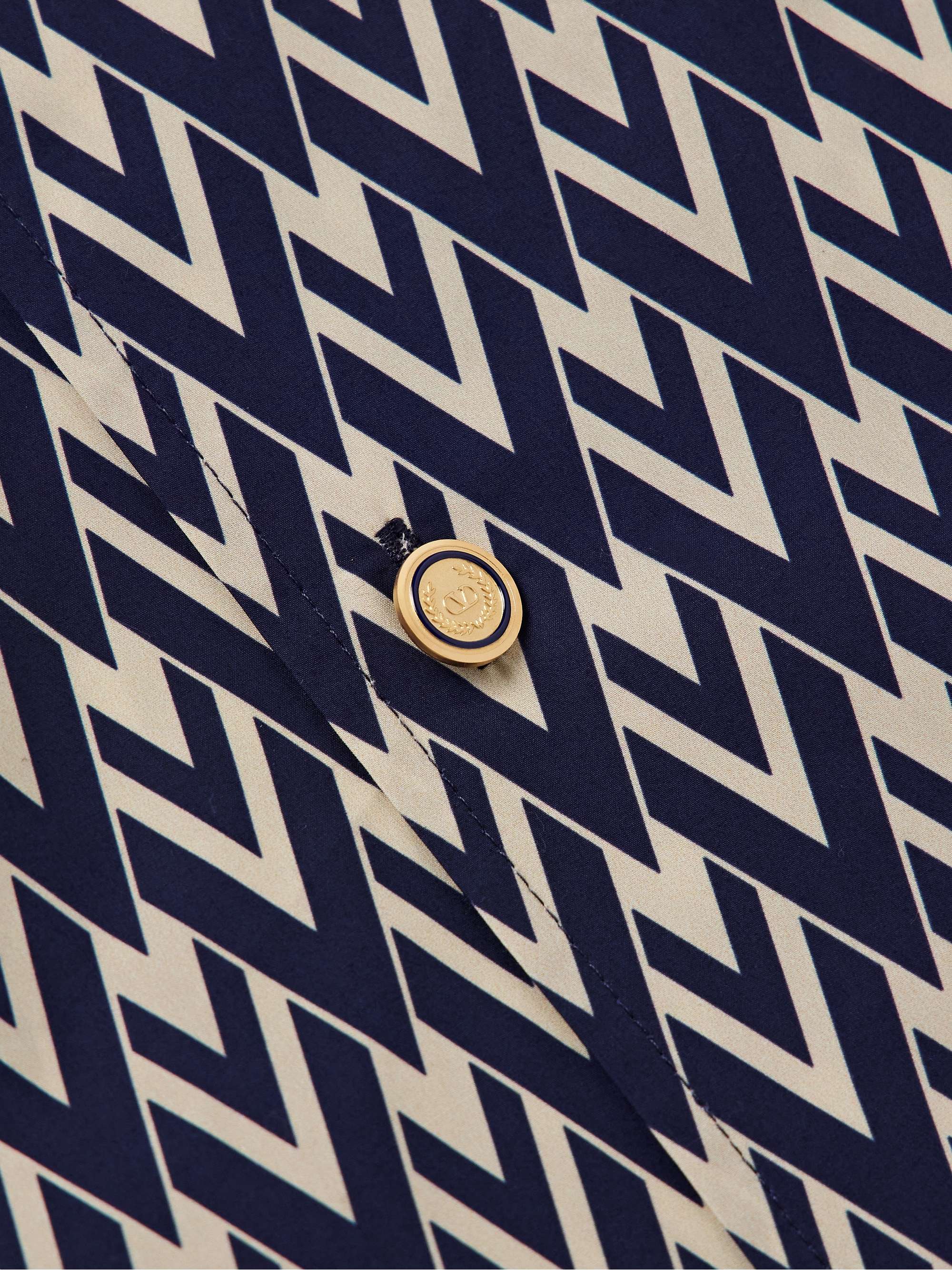 Camp-Collar Logo-Print Cotton-Poplin Shirt view