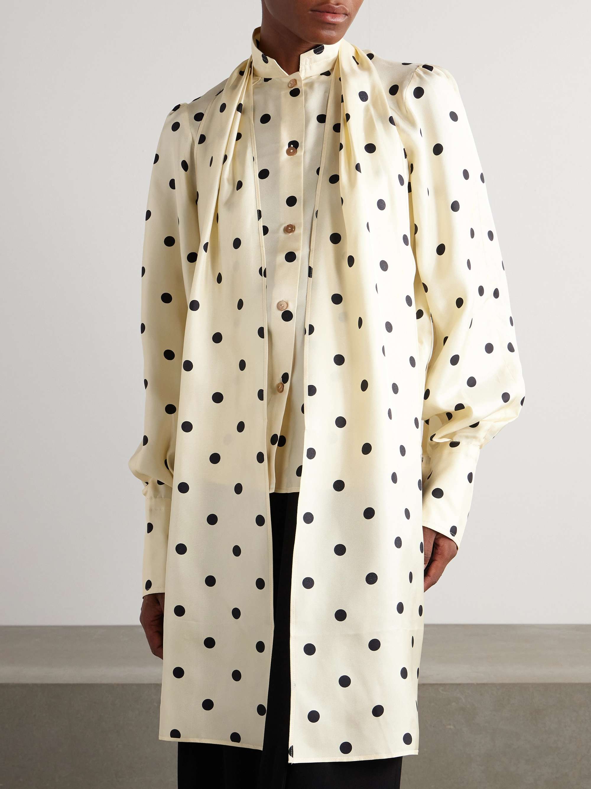 Pussy-bow polka-dot silk-twill blouse view