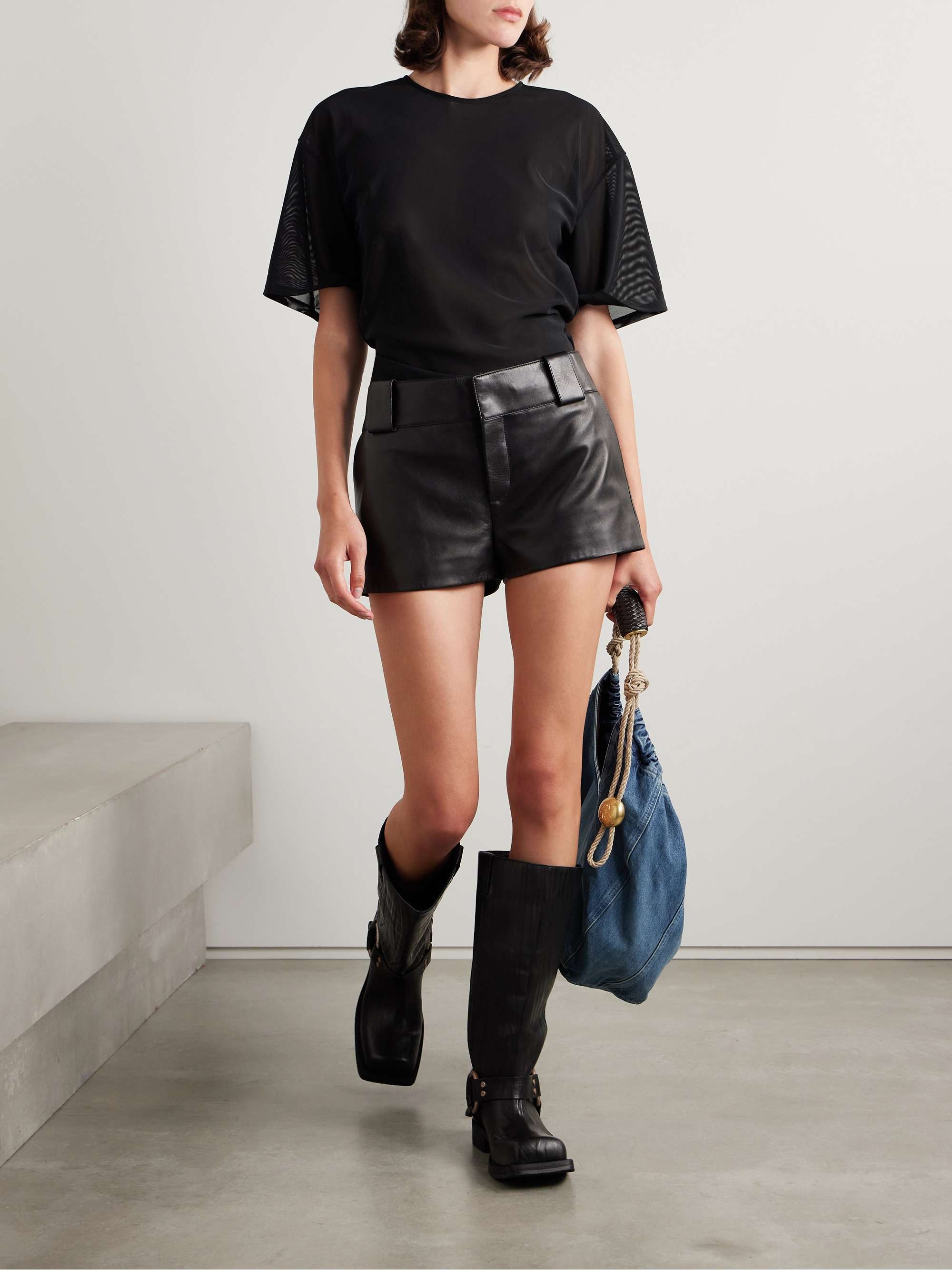 Gathered mesh T-shirt view