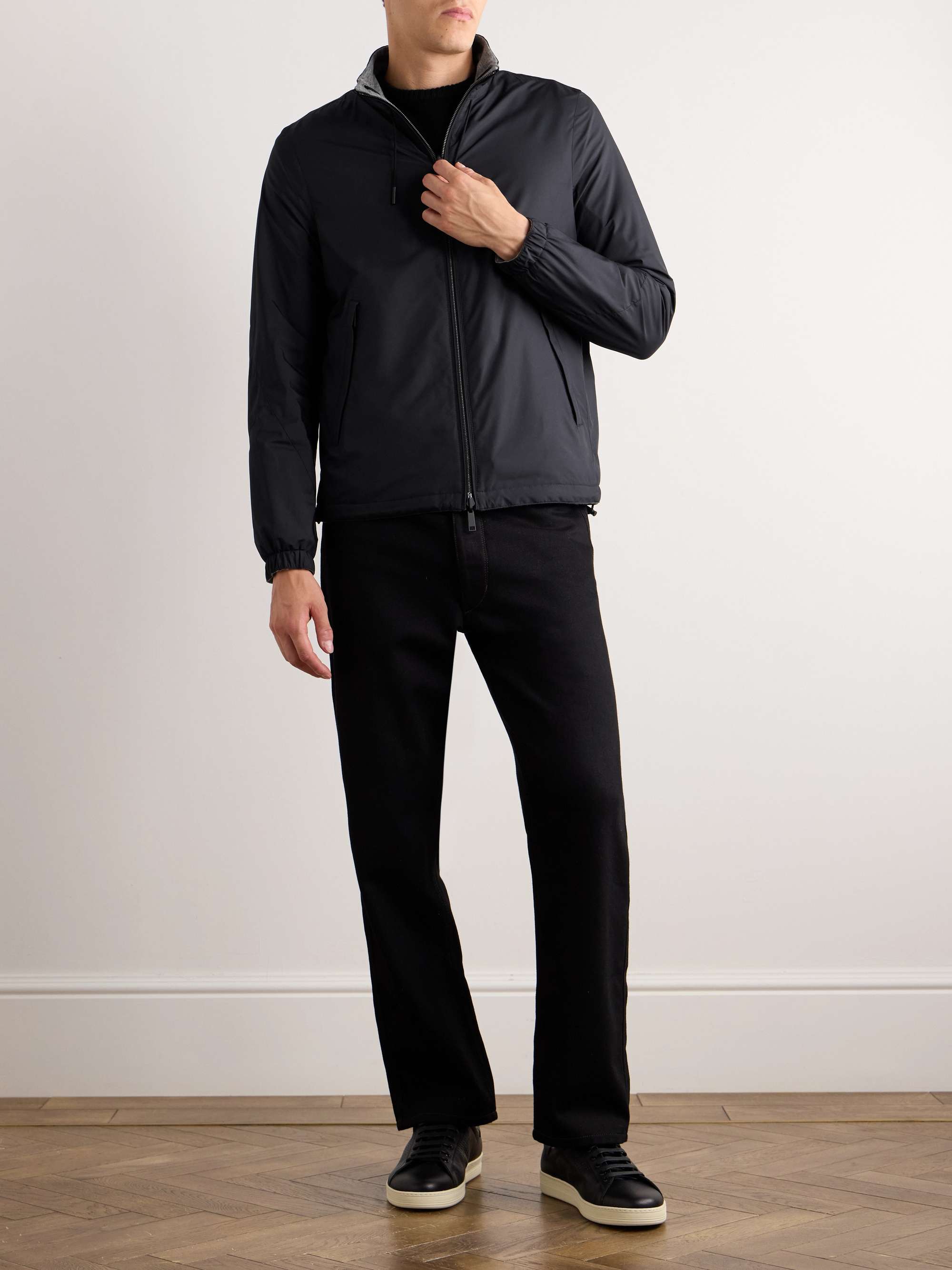Reversible Shell and Cashmere, Cotton and Silk-Blend Jersey Jacket view