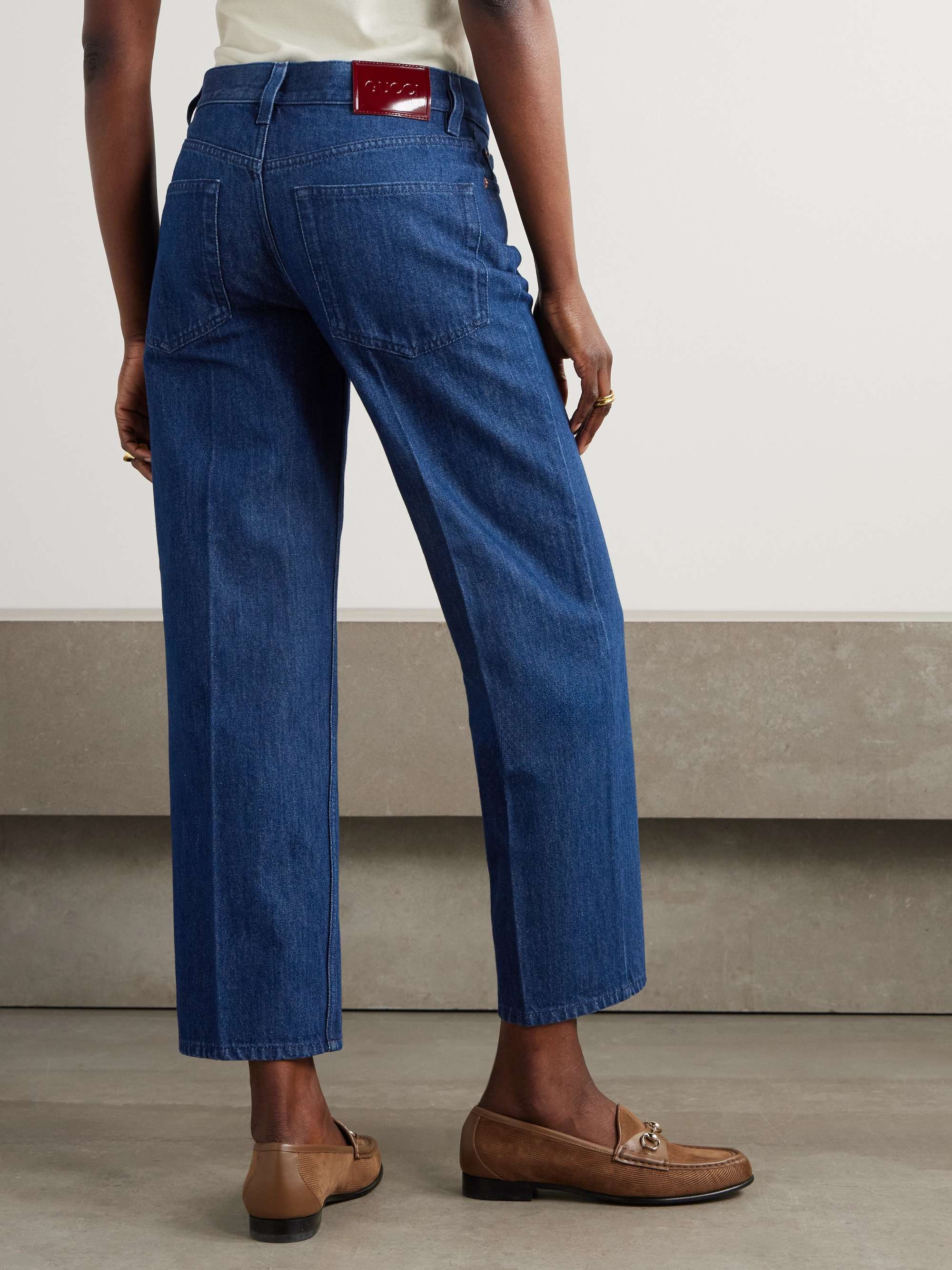 Cropped mid-rise straight-leg jeans view