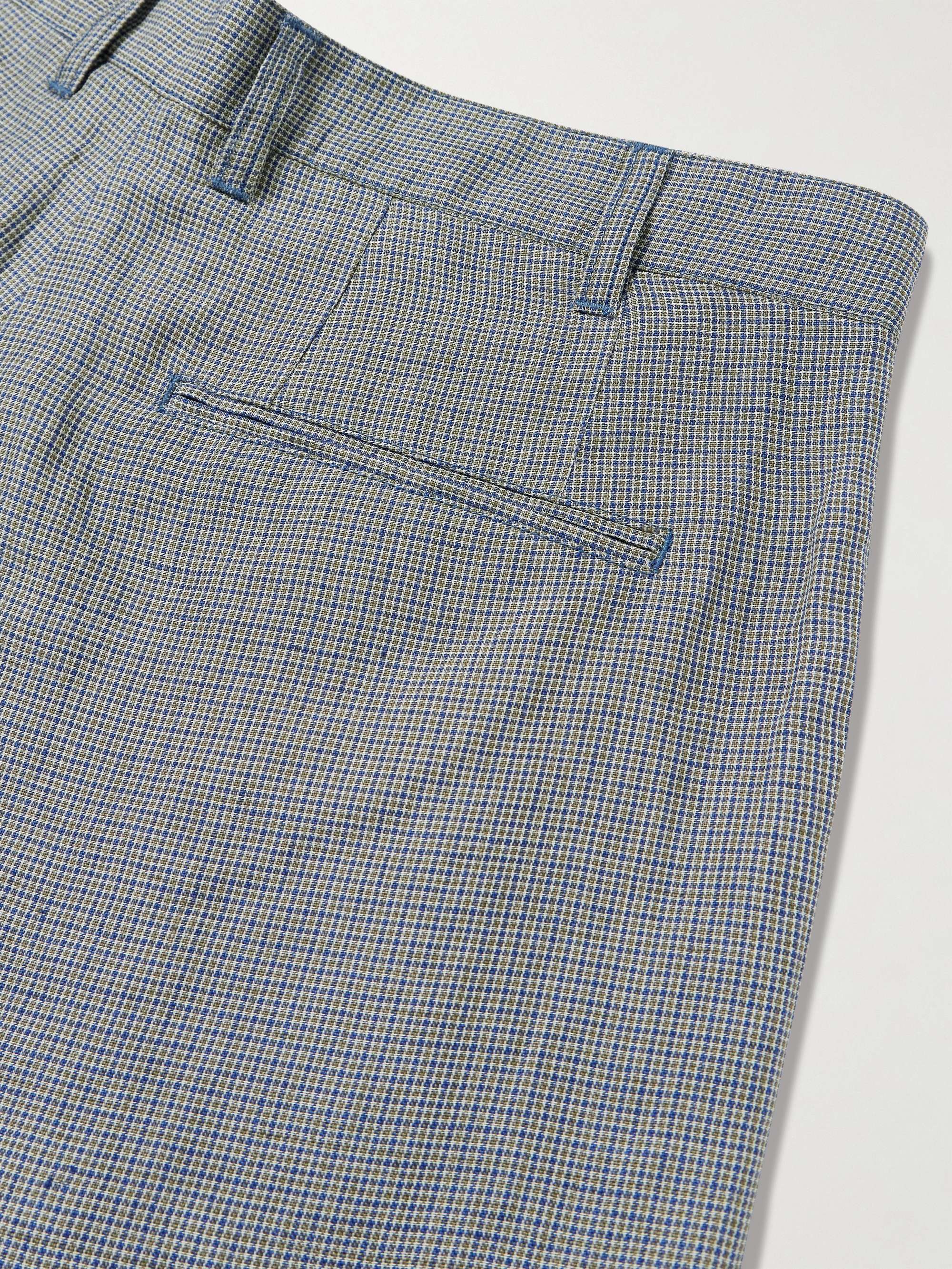 Straight-Leg Pleated Checked Linen and Cupro-Blend Trousers view