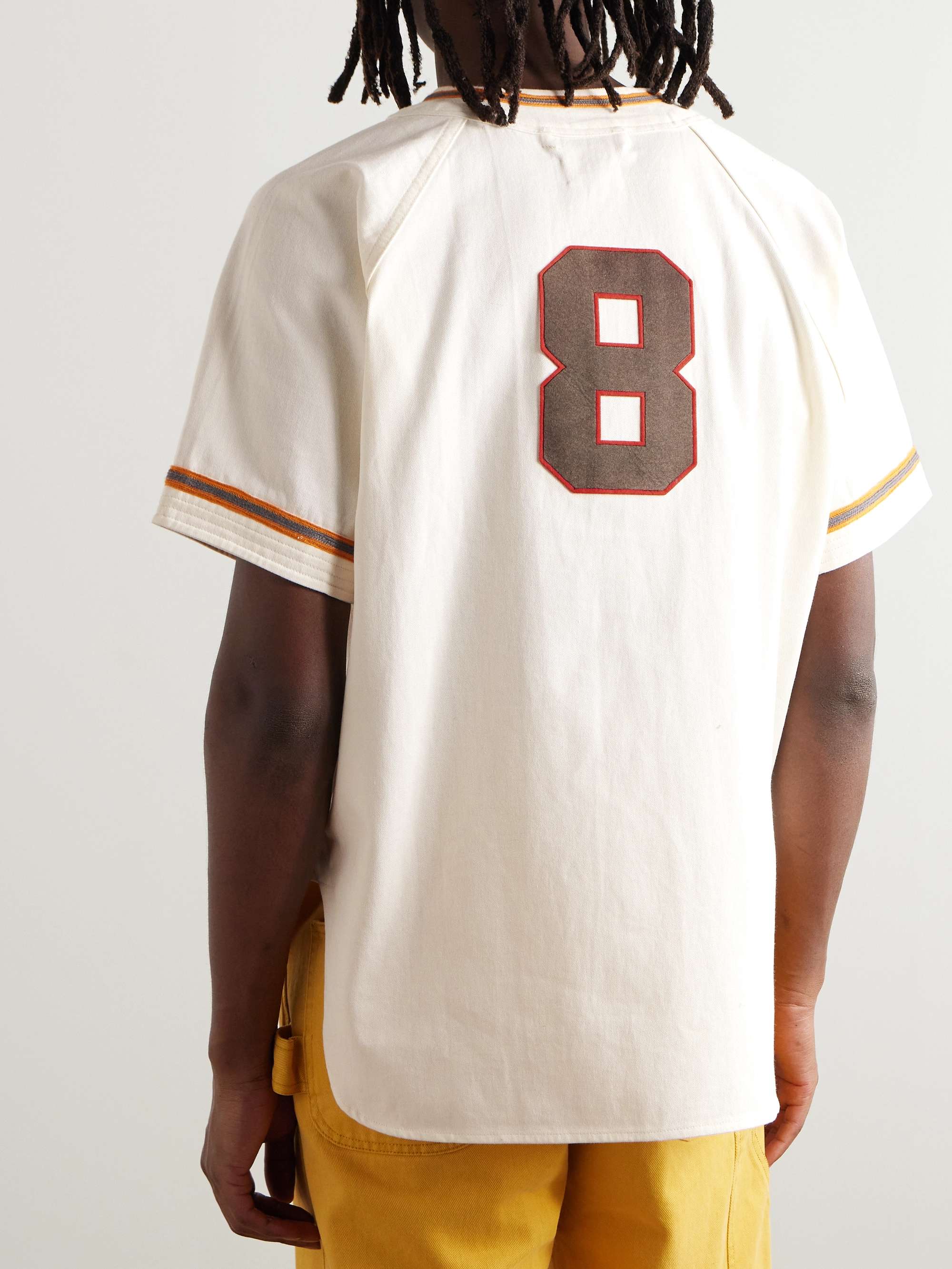 Logo-Embroidered Appliquéd Cotton-Drill Baseball Shirt view