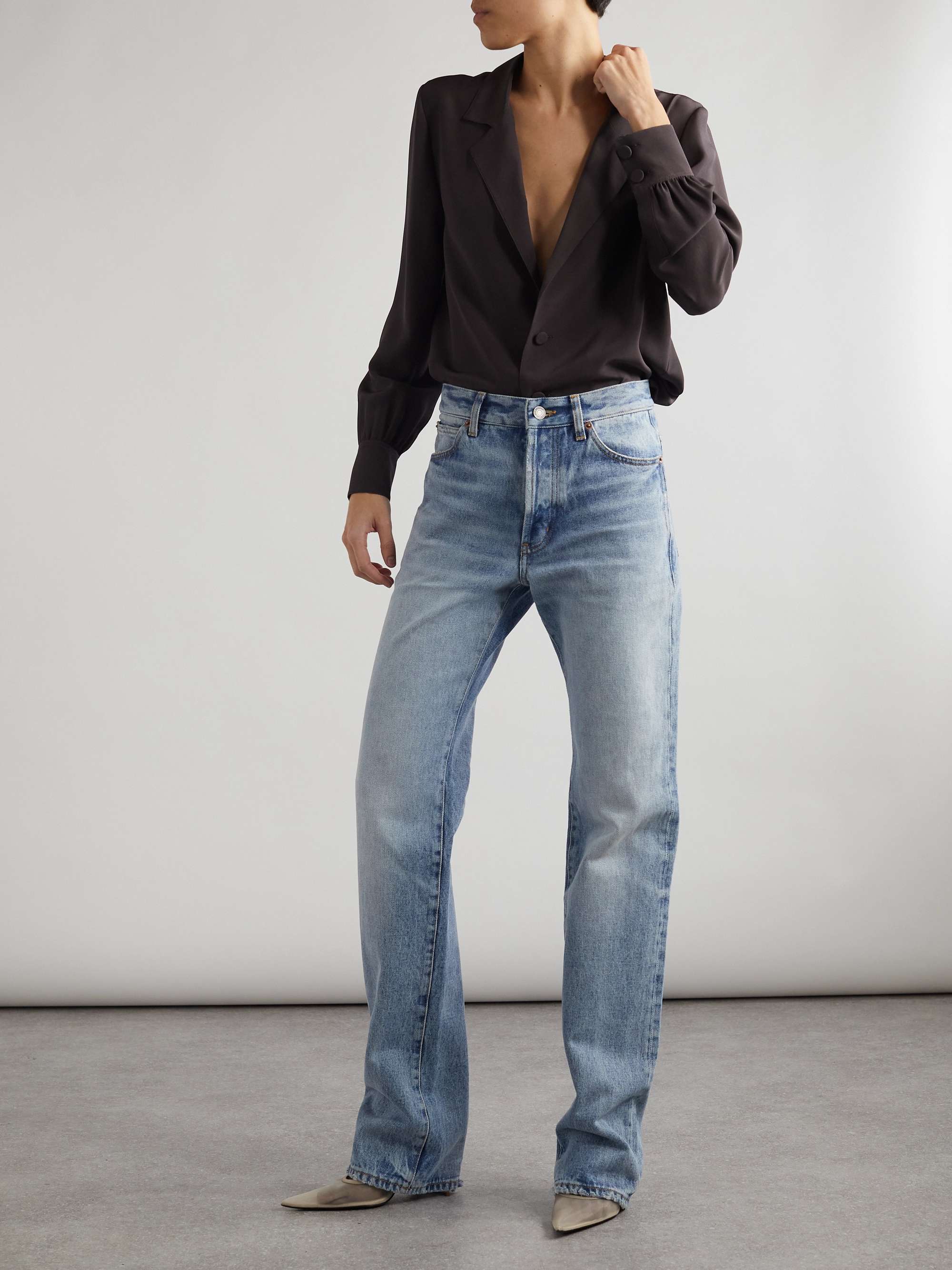 Nico distressed mid-rise straight-leg jeans view