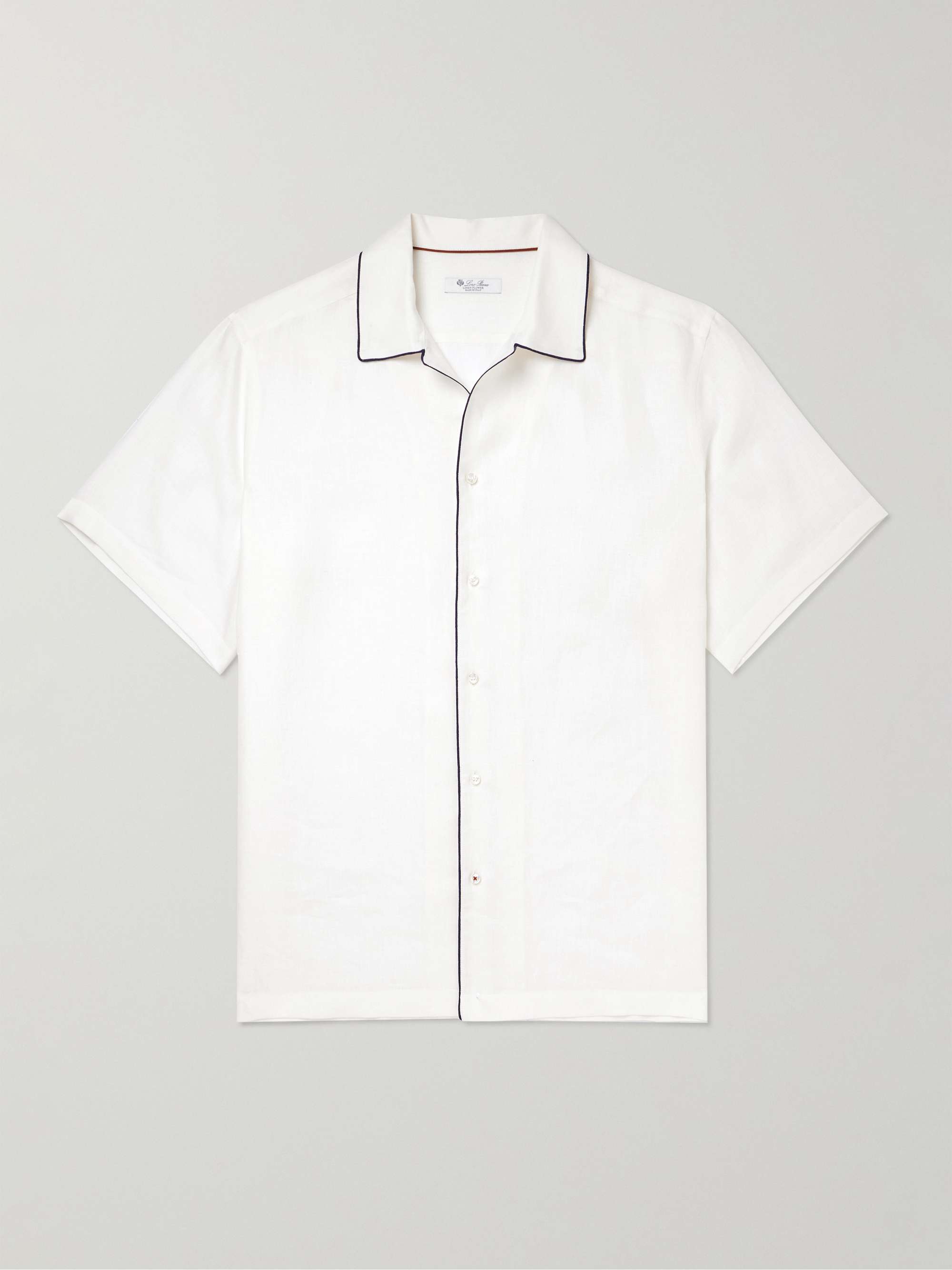 Contrast-Tipped Linen Shirt view