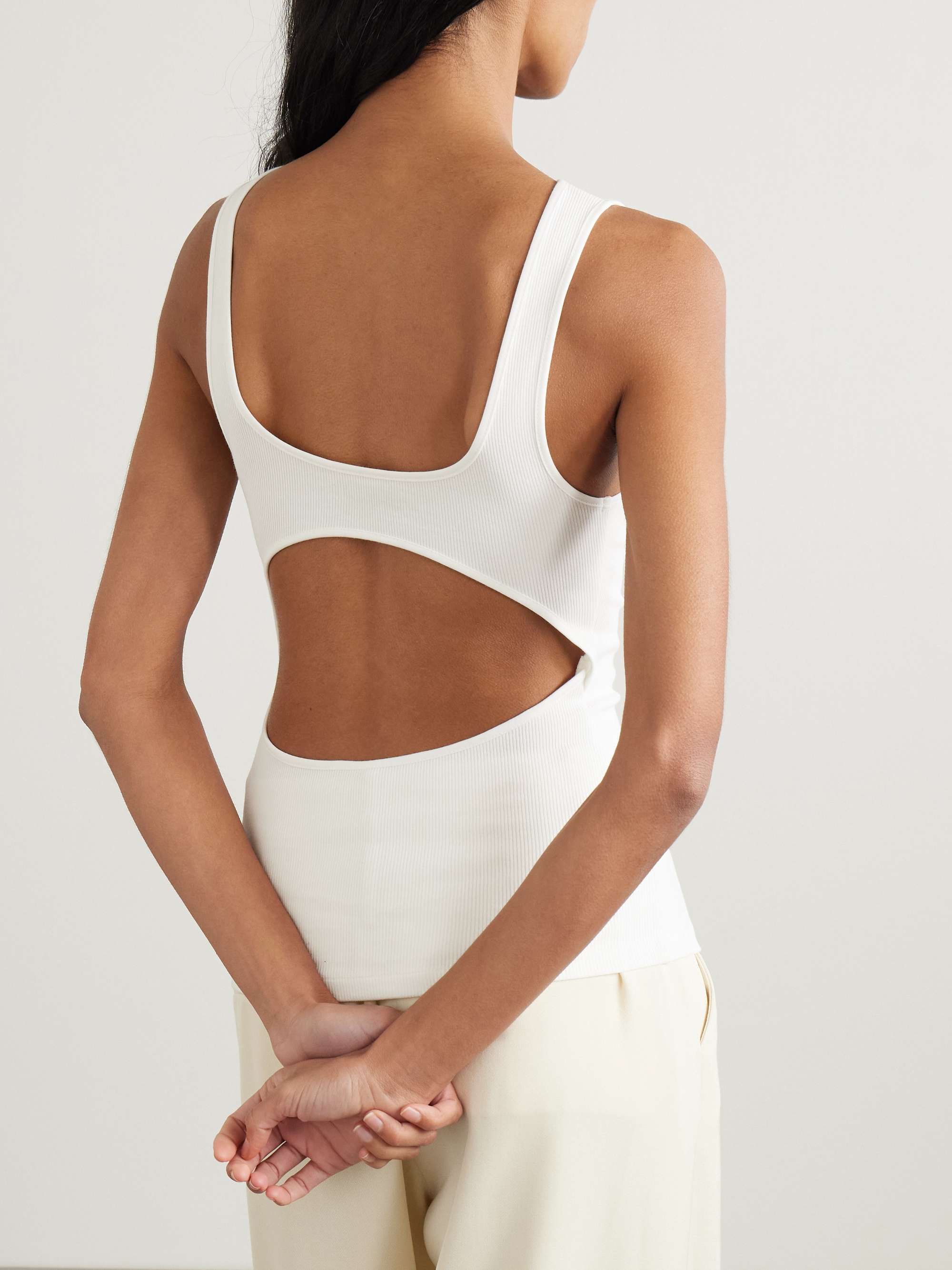 Open-back ribbed stretch organic cotton-jersey tank view