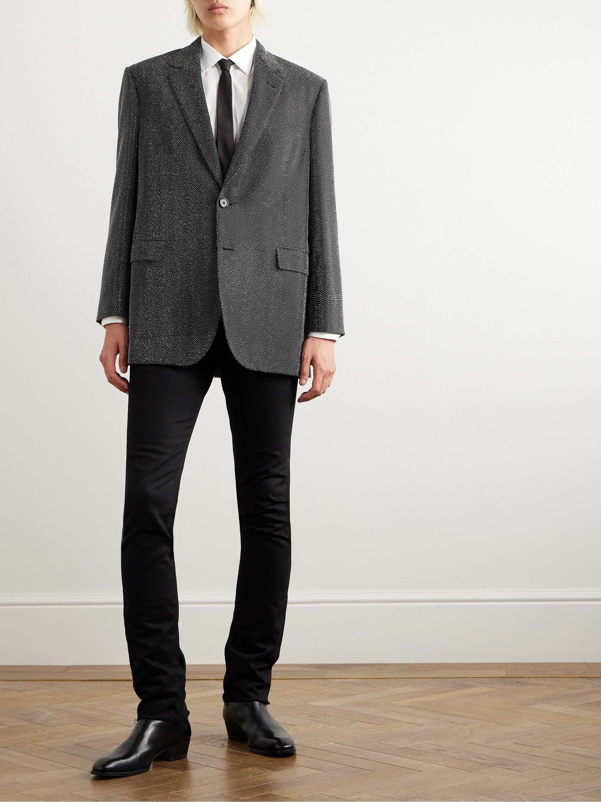 Crystal-Embellished Virgin Wool-Gabardine Blazer view
