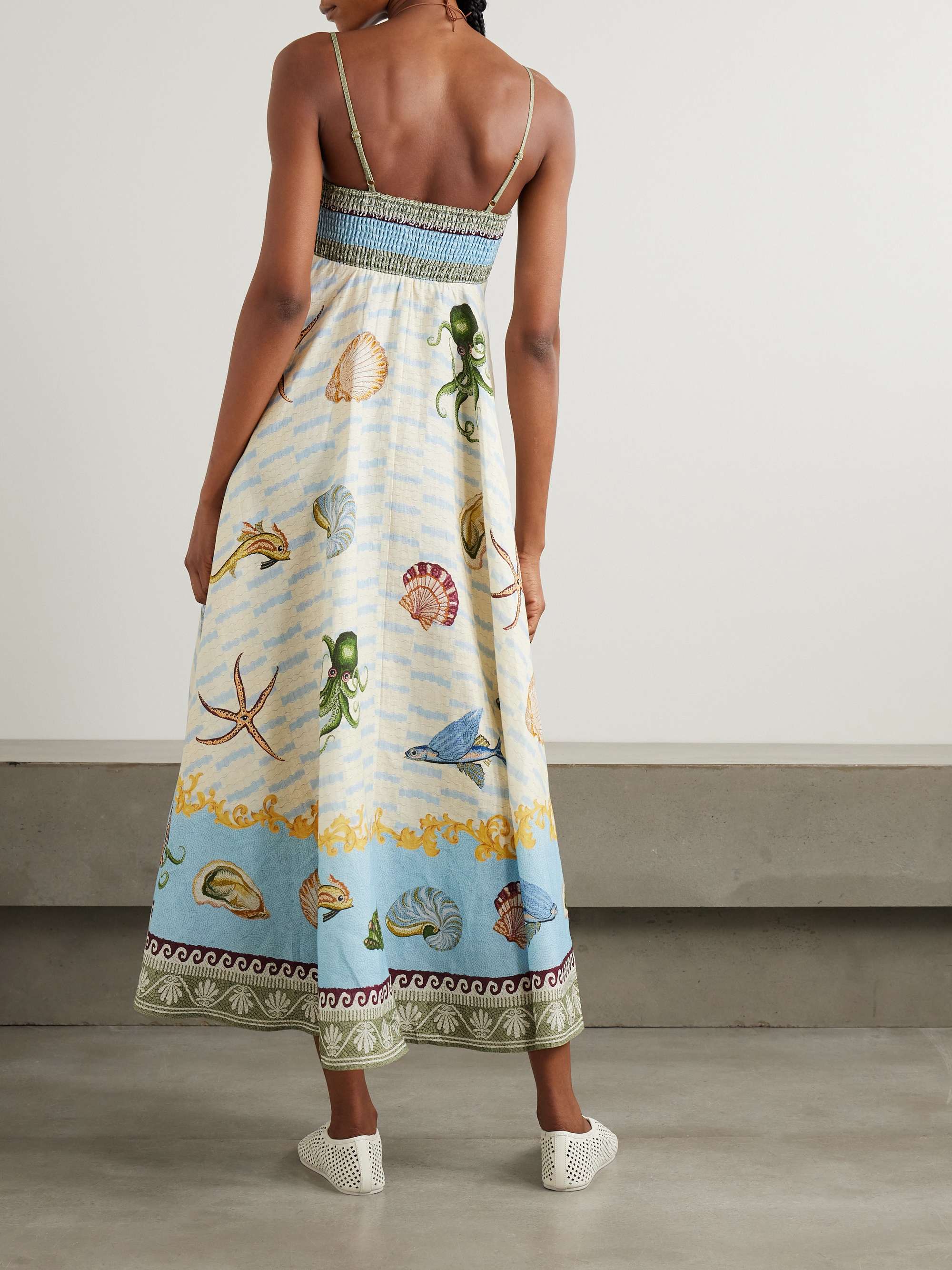 + Sam Pauletto Bath House printed smocked linen midi dress view