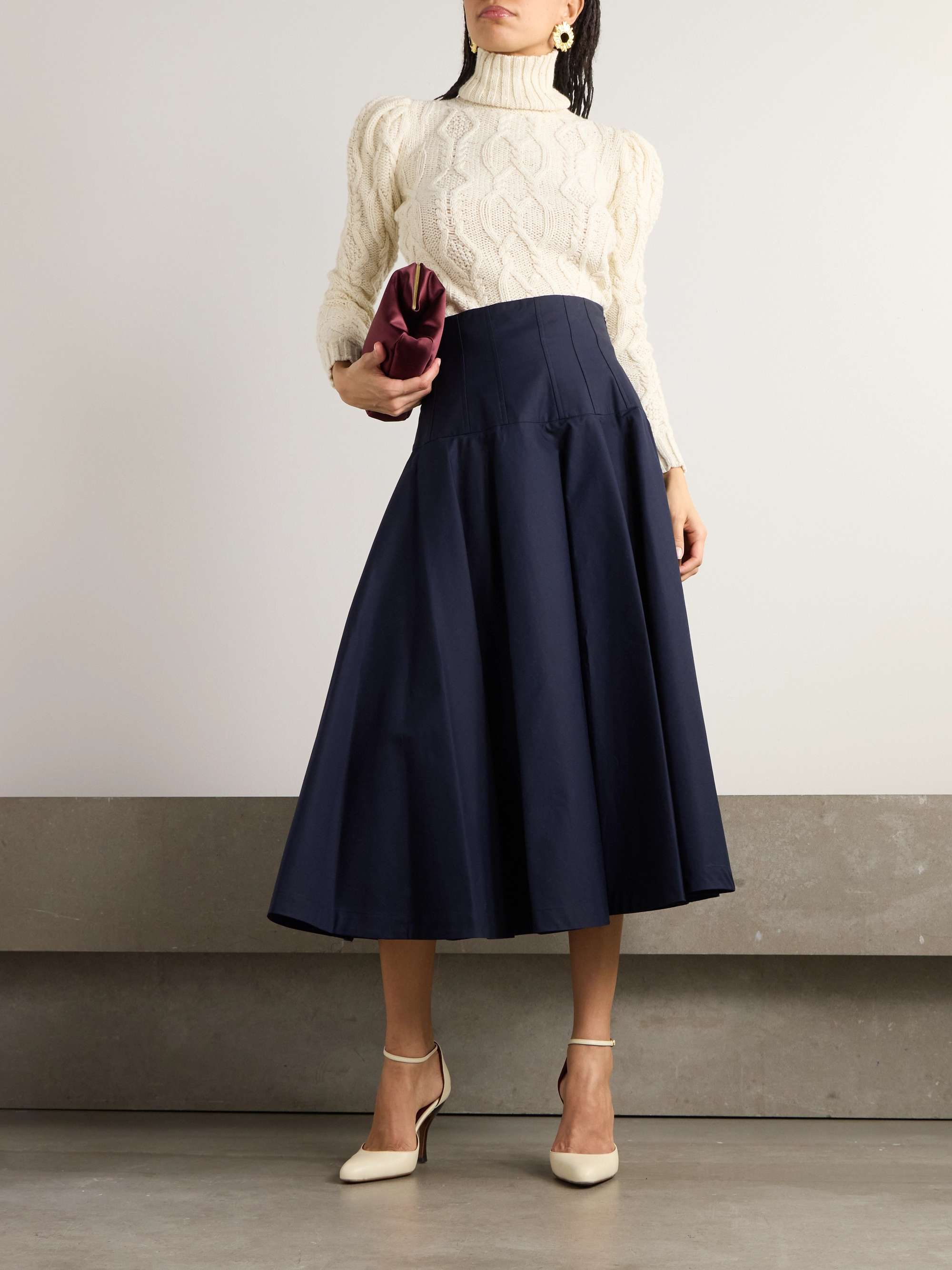 Nell pleated cotton midi skirt view