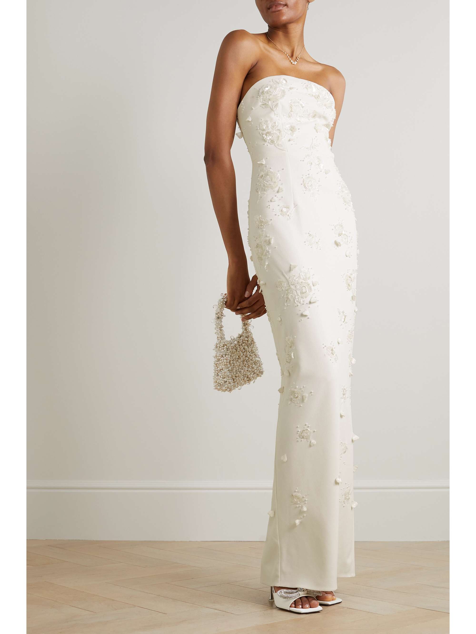 Strapless embellished stretch-crepe gown view