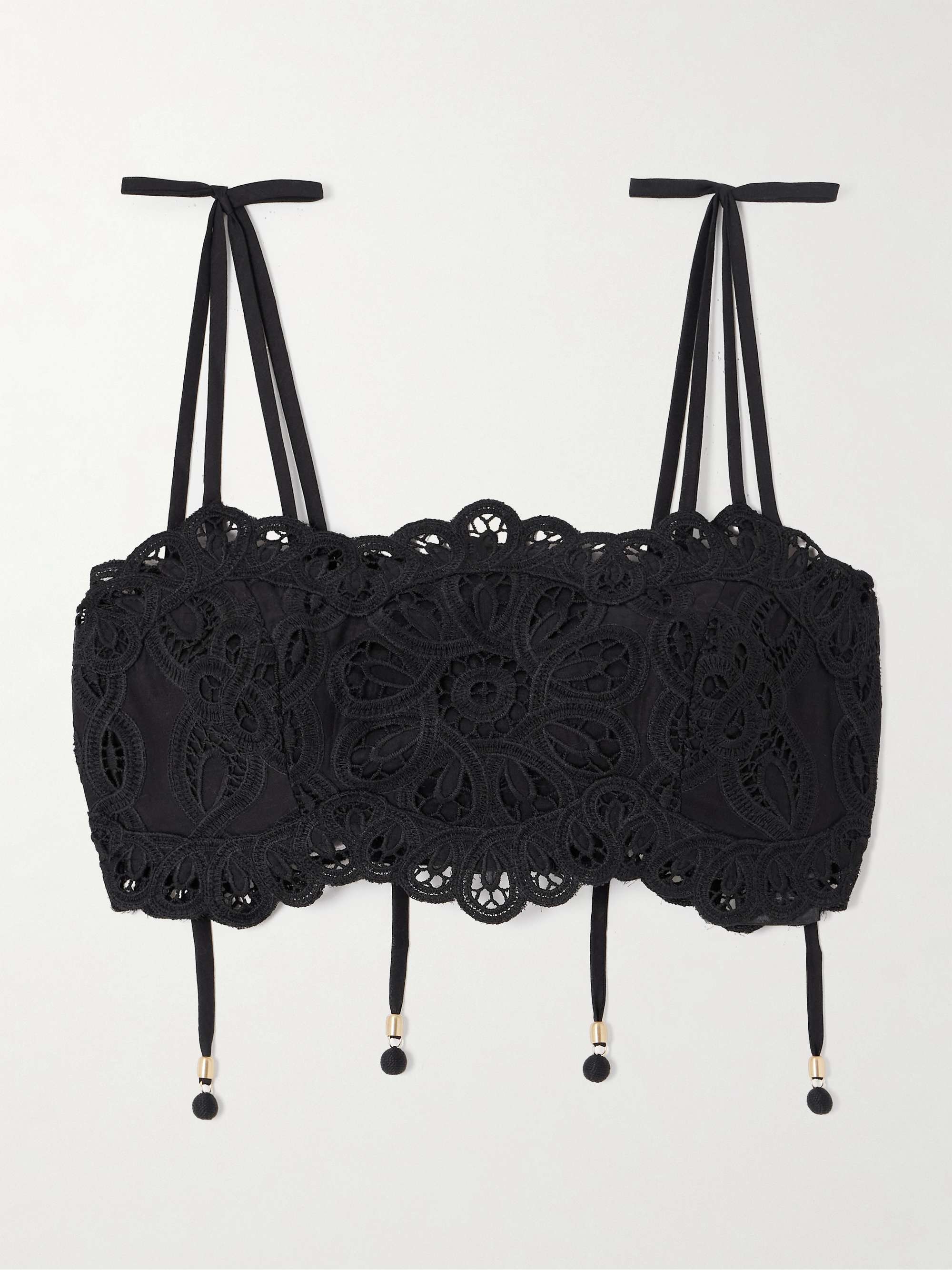 Rhiannon embellished cropped cotton-lace top view