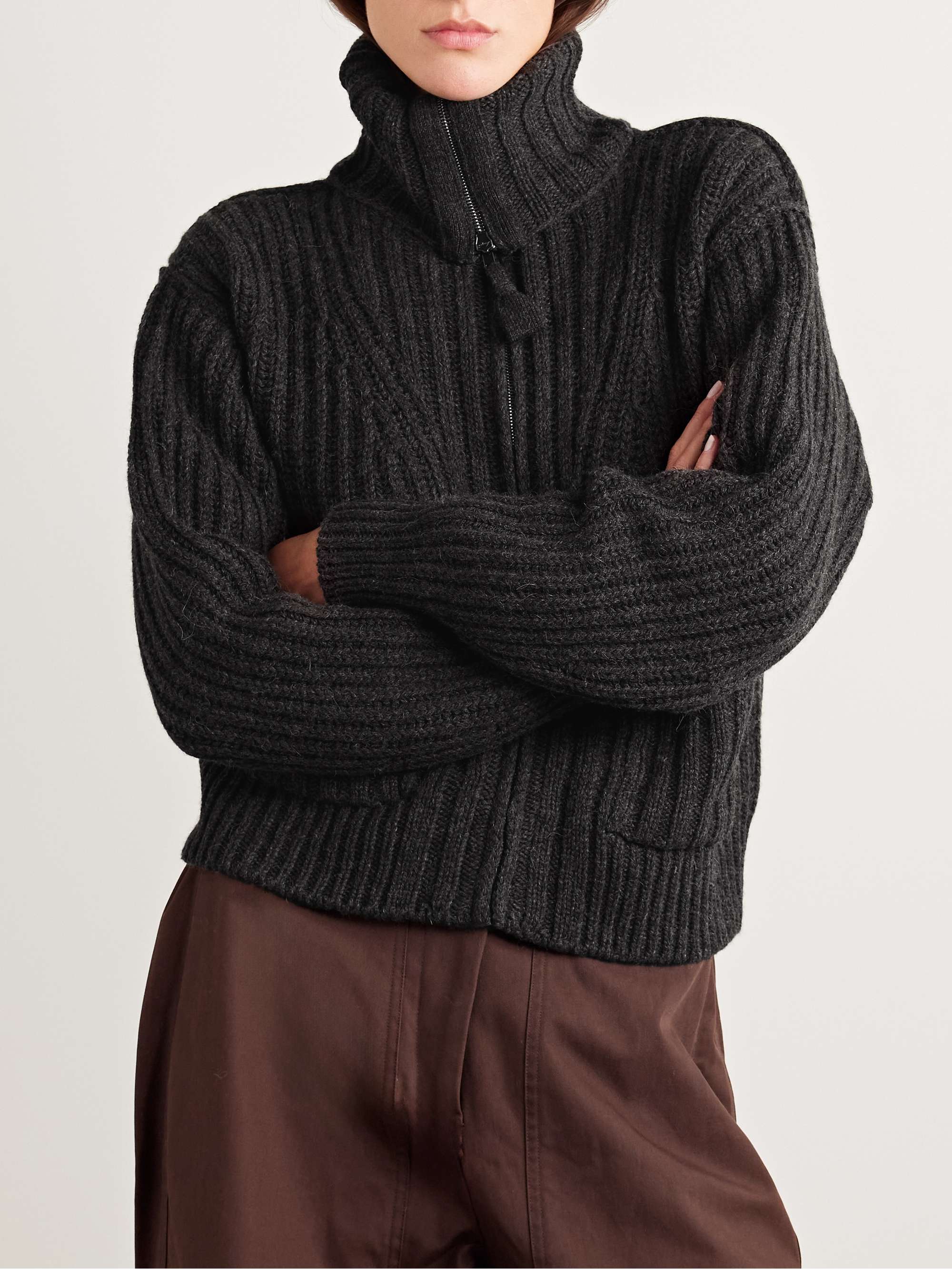 Ribbed alpaca and yak-blend cardigan view