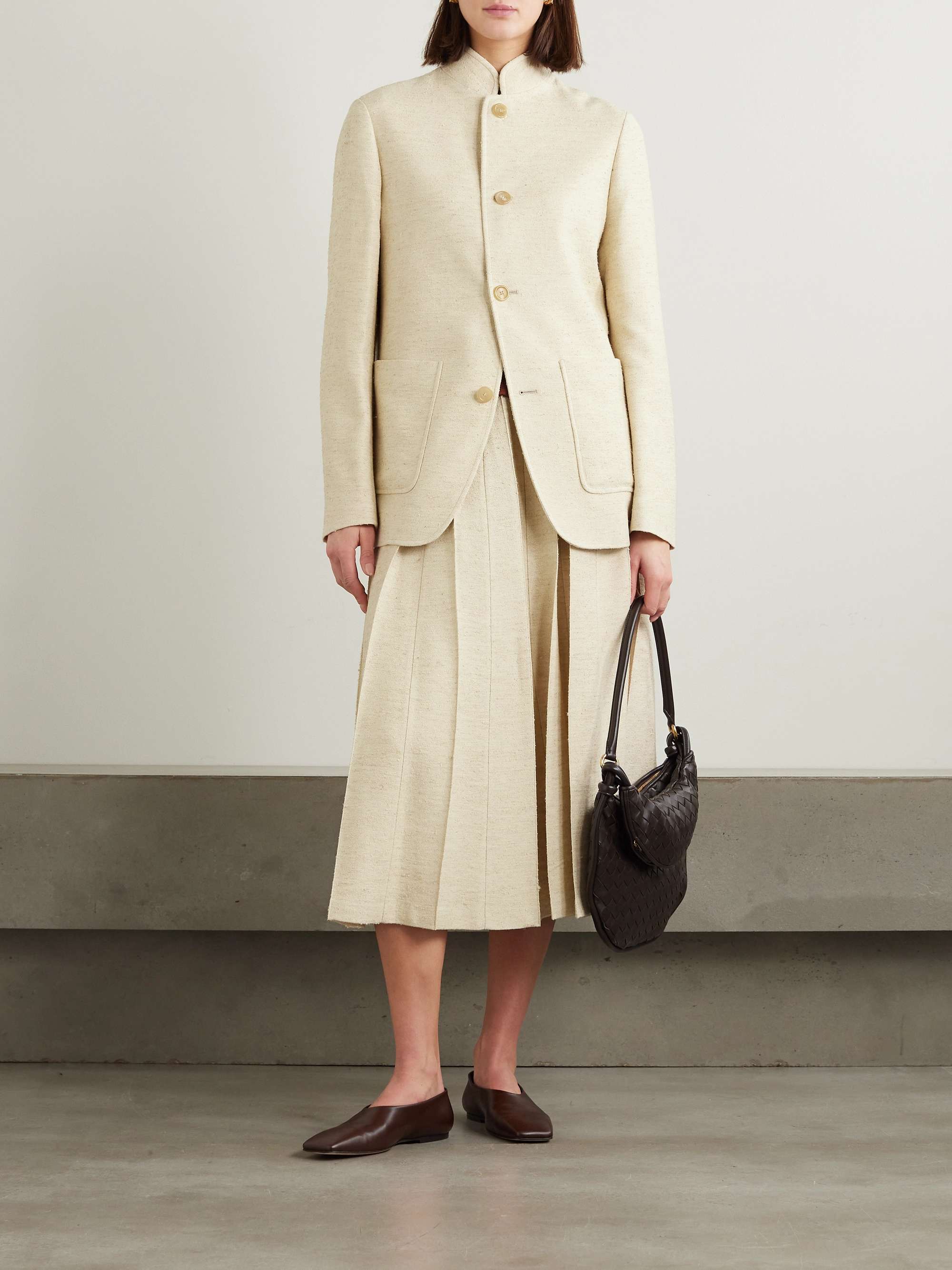 Pleated woven midi skirt view