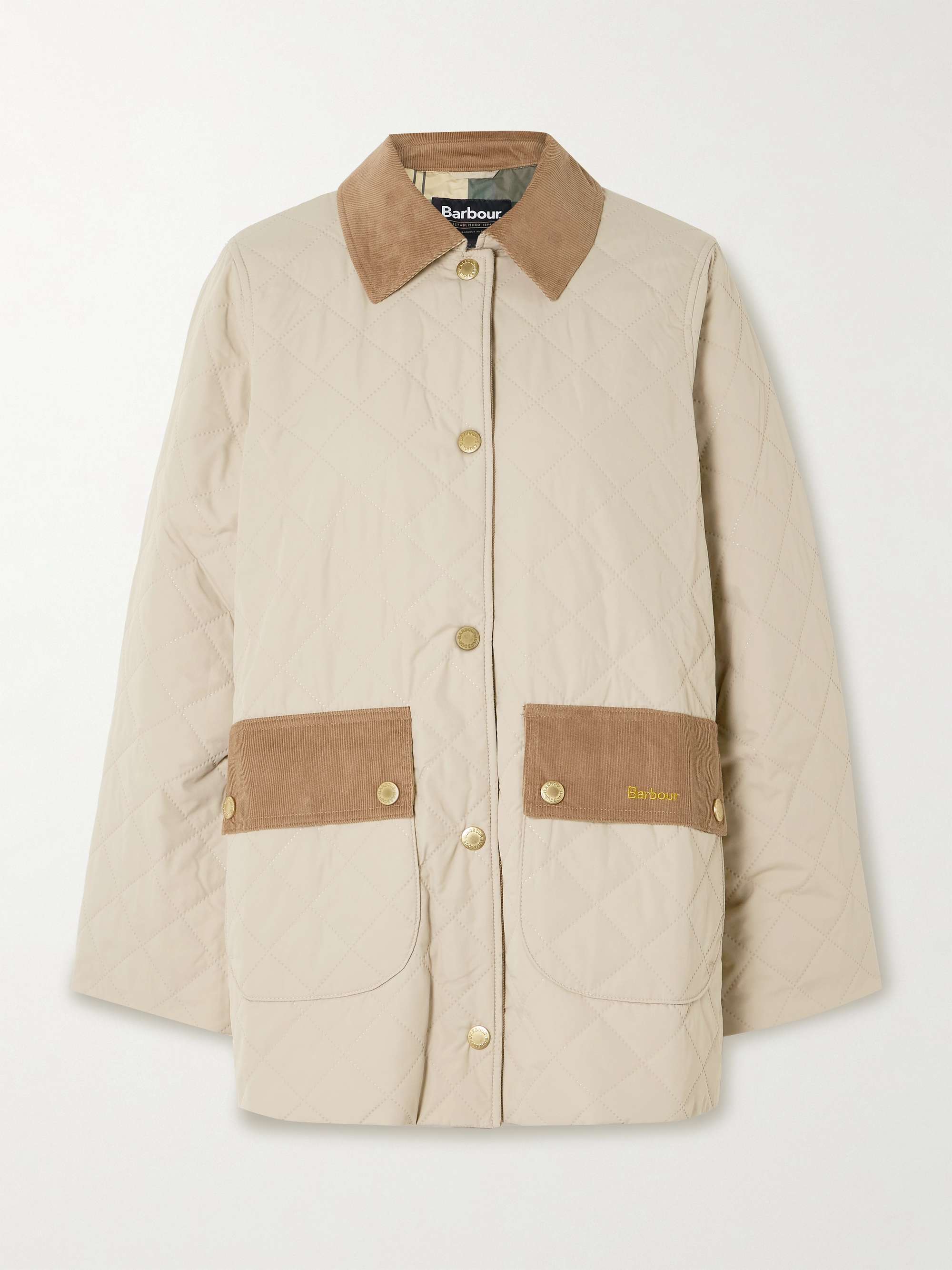 Corinne cotton corduroy-trimmed quilted shell jacket view