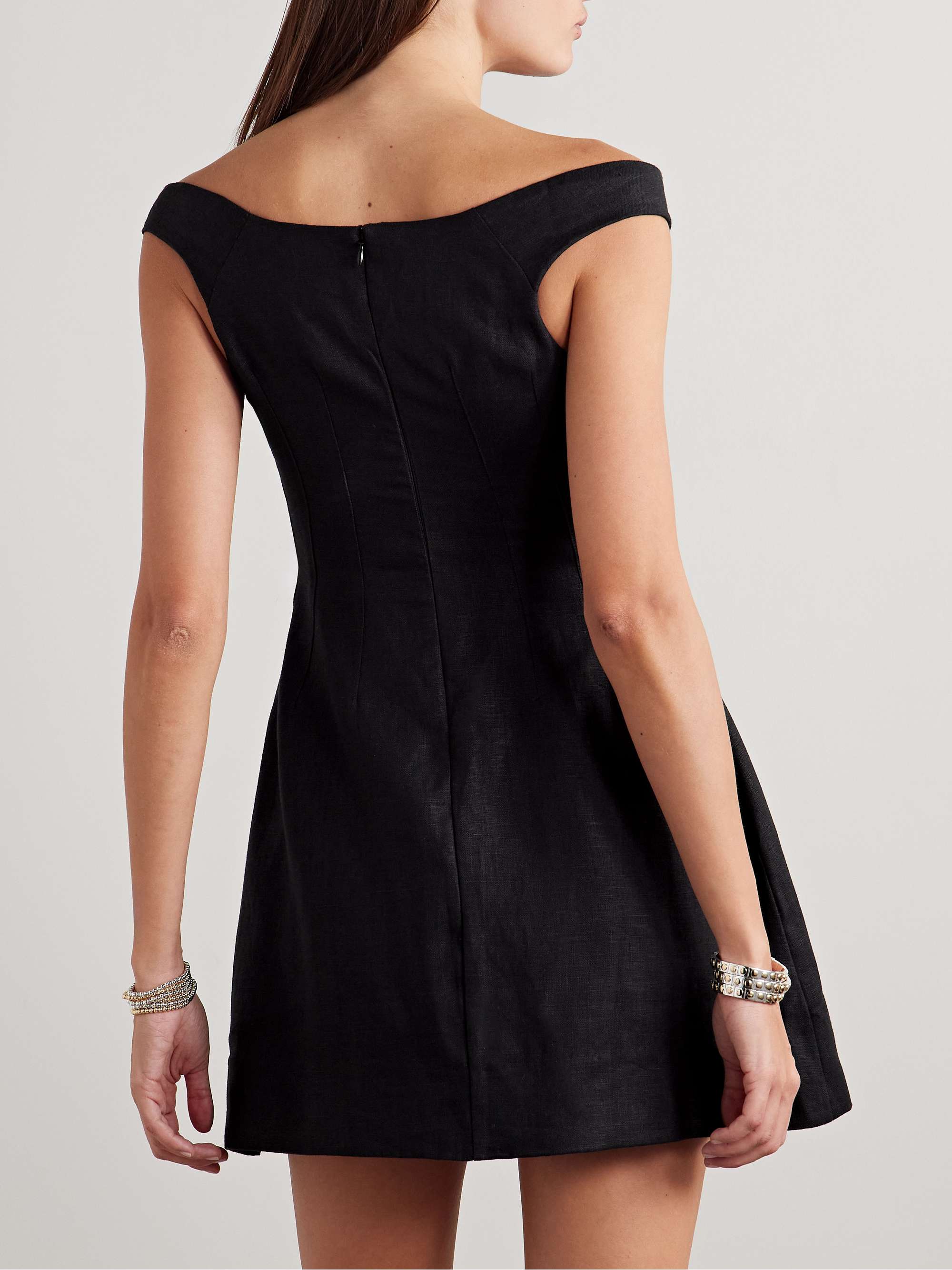 Olmeto off-the-shoulder linen mini dress view