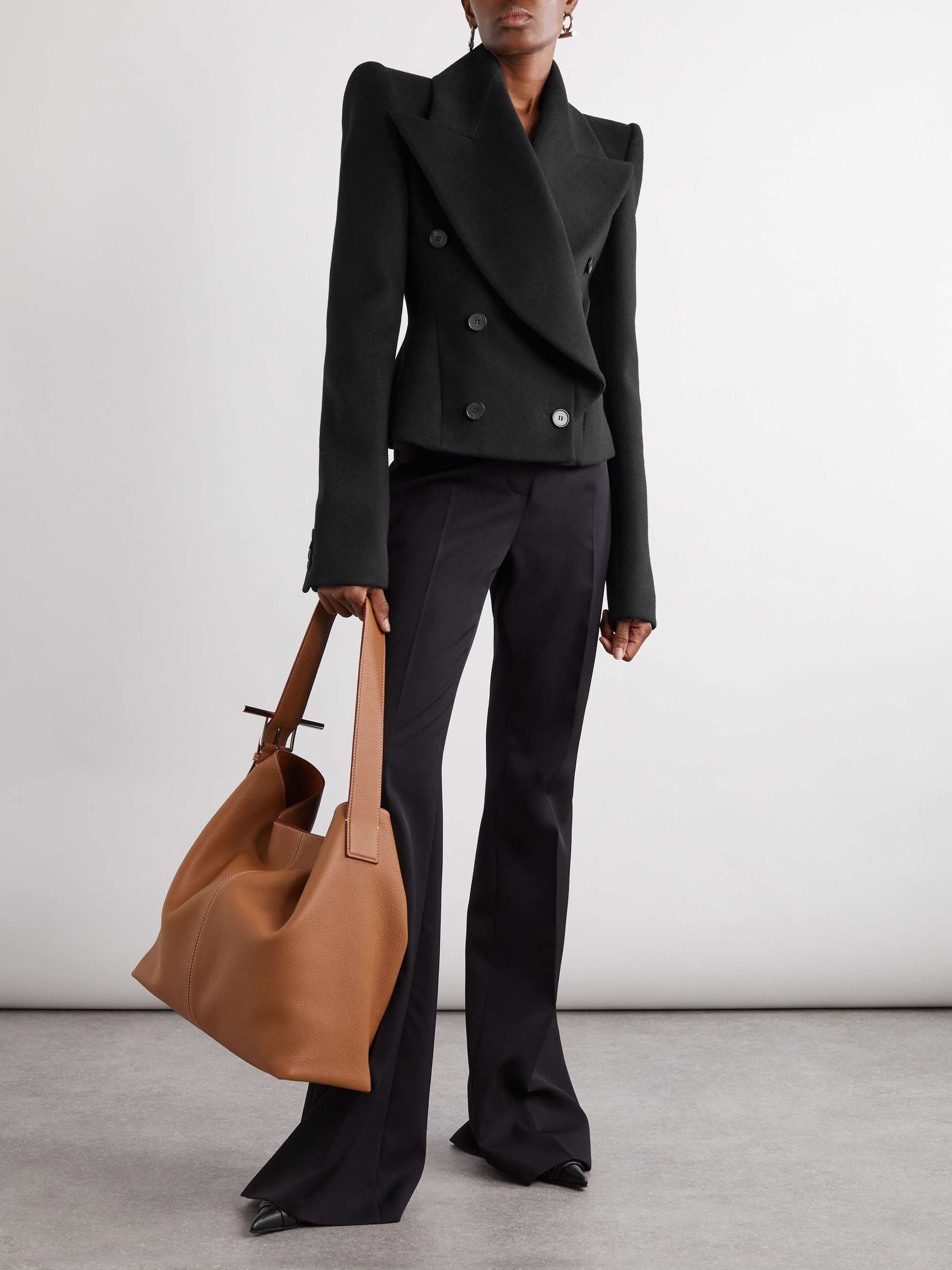 Double-breasted wool and cashmere-blend blazer view
