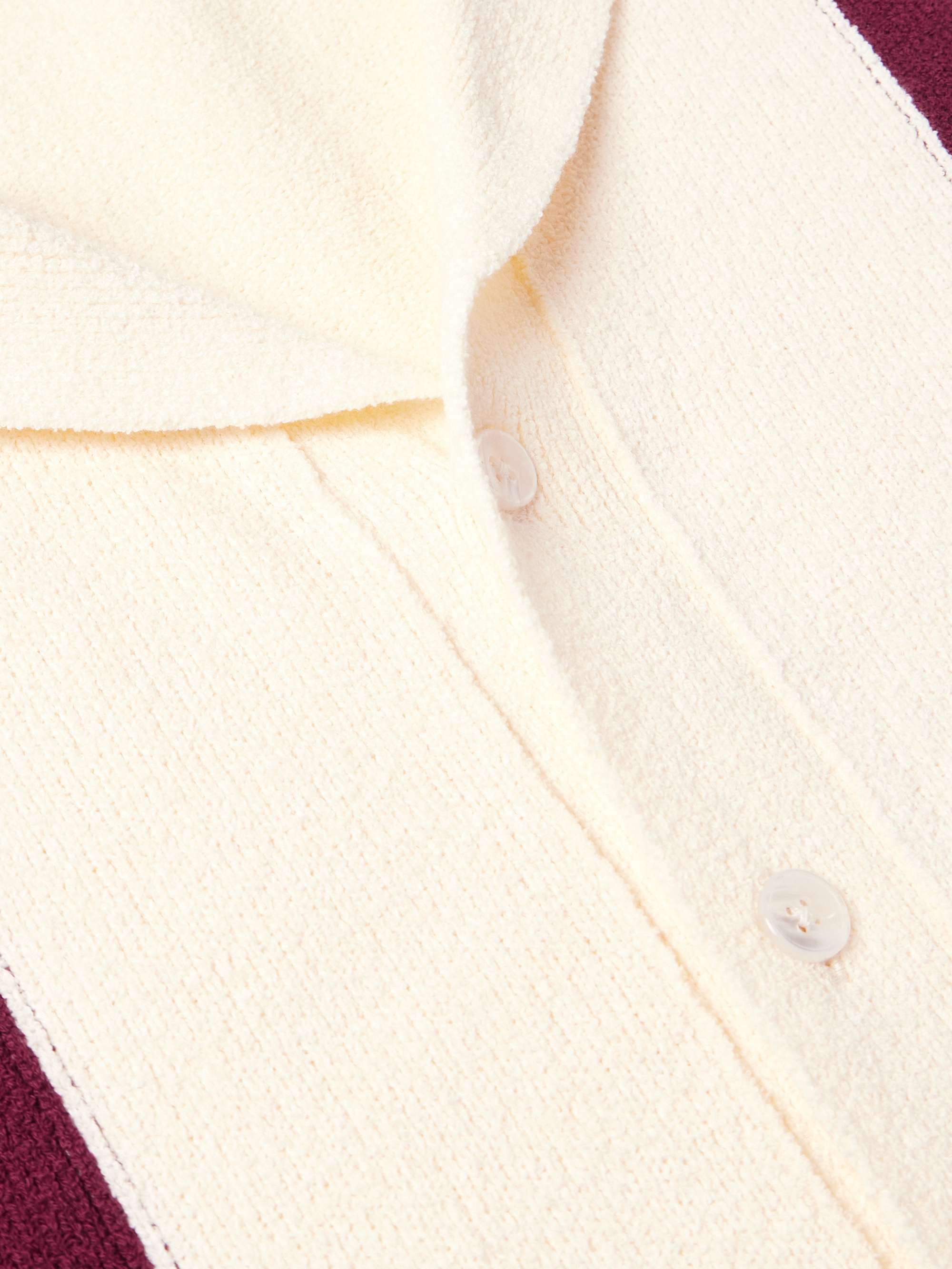 Camp-Collar Striped Cotton-Blend Polo Shirt view